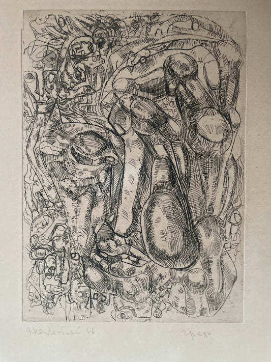 Ernst Neizvestny, I Peccati, acquaforte, arte non conformista sovietica, 1966.