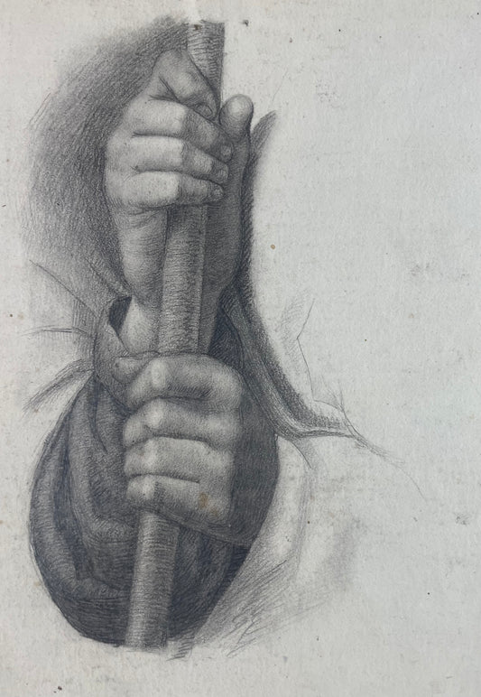 Academic Study of Hands Holding a Staff, Tuscan School, 32 × 23 cm