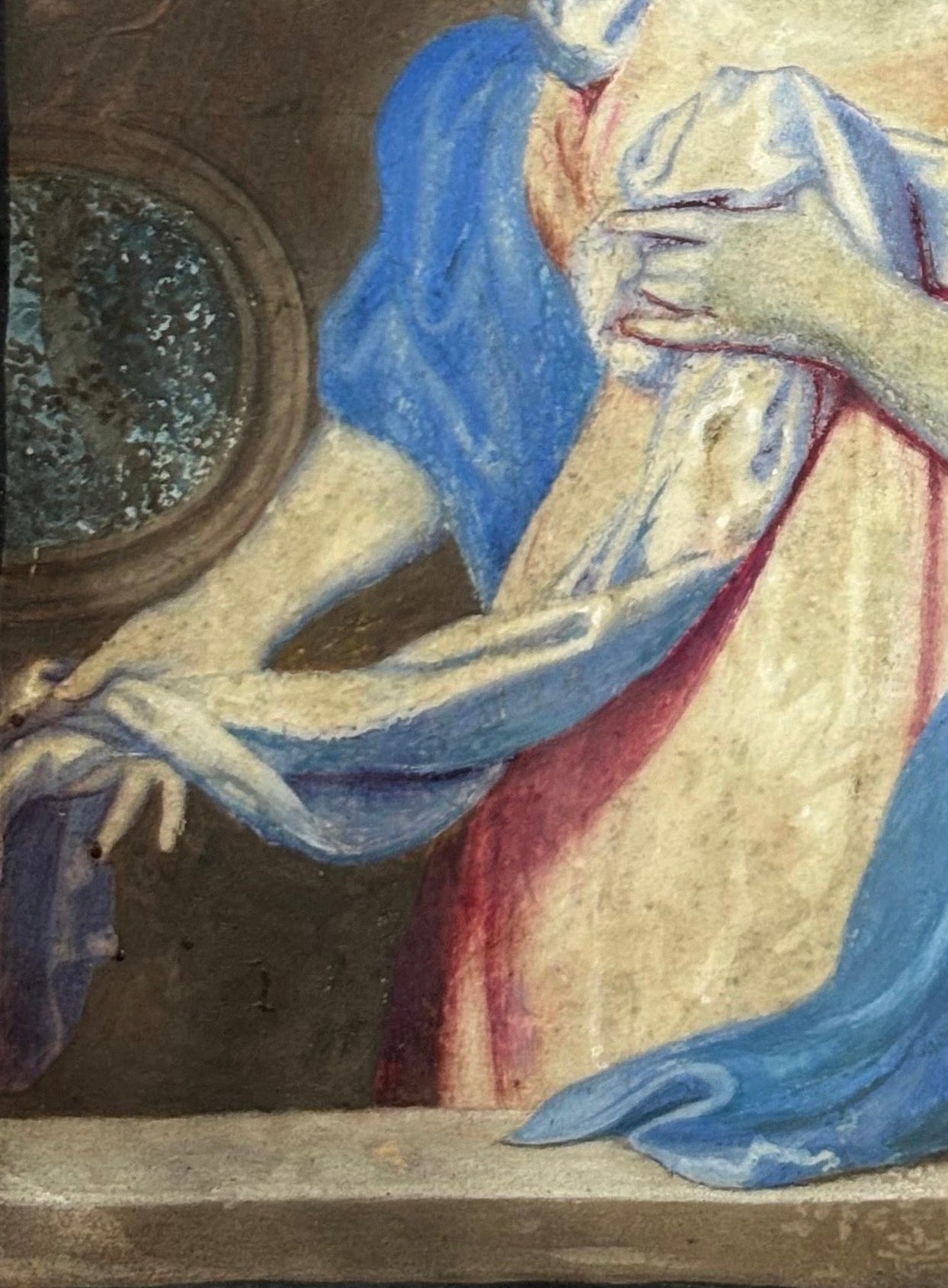 Ritratto di scuola olandese, circa 1670, giovane dama nel giardino davanti a balaustra