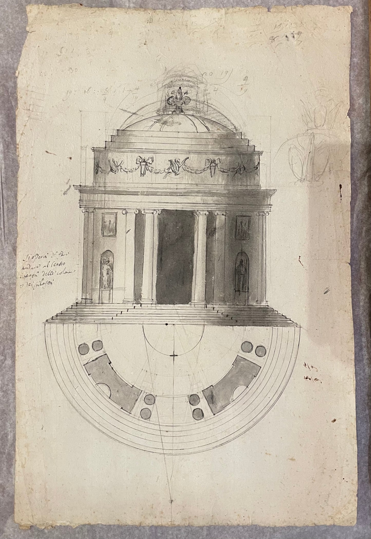 Onofrio Boni (Cortona, 1739 – Firenze, 1815)
Progetto per edificio rotondo destinato al gruppo della Niobe, Firenze, circa 1773
