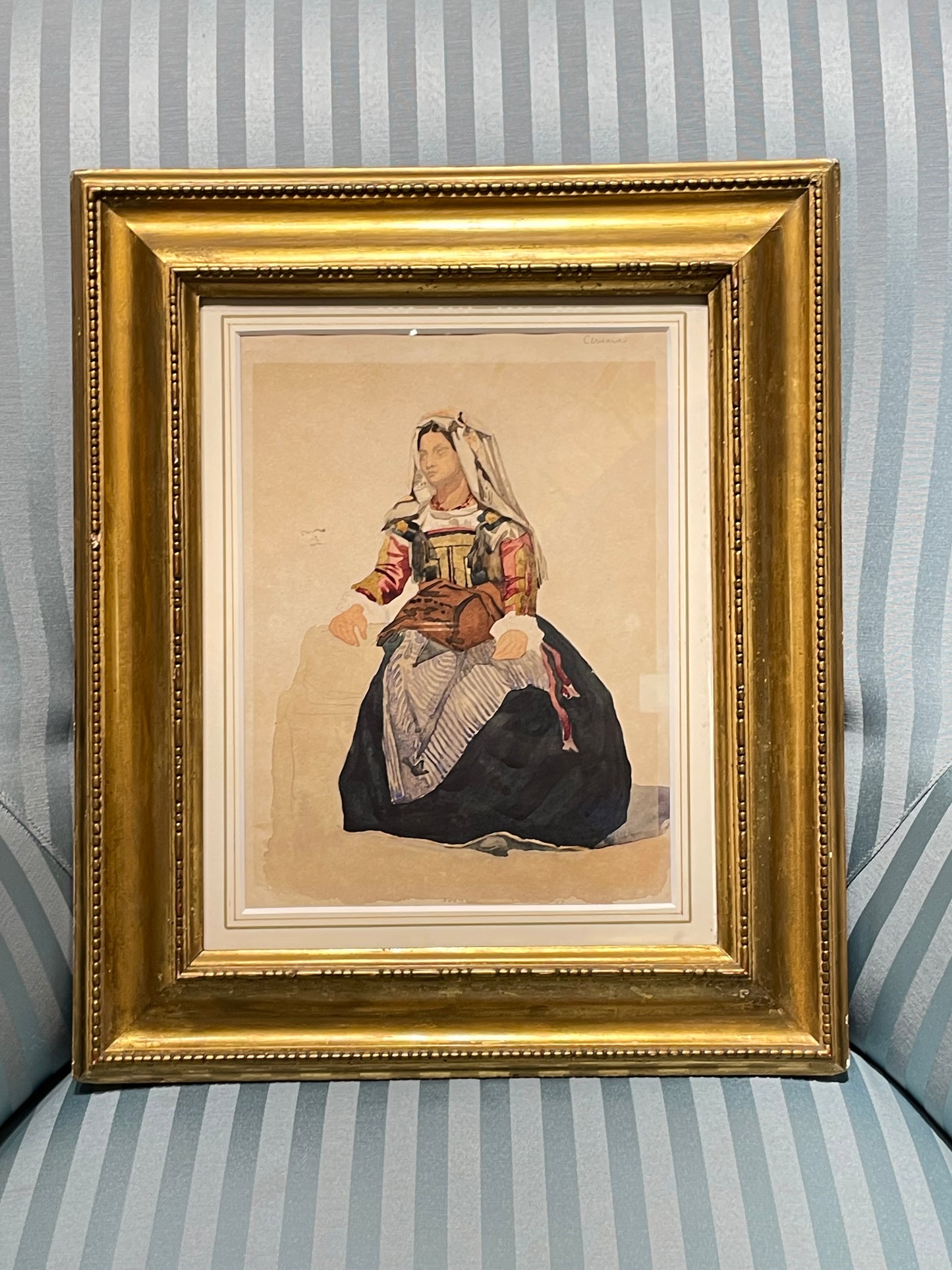 RESERVED Donna italiana di Cervara in costume tradizionale, XIX secolo

Acquerello e matita su carta