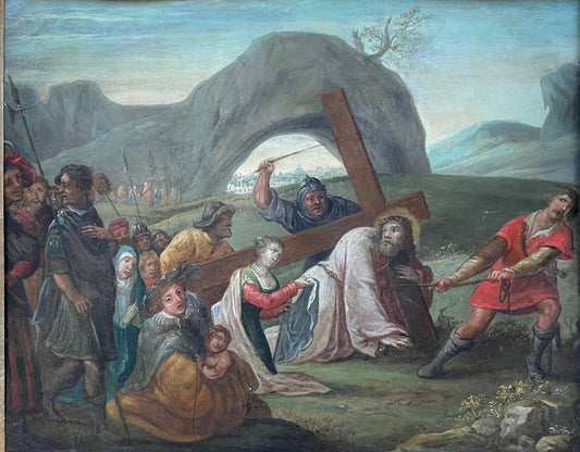 Christ Carrying the Cross with Saint Veronica – Flemish School, late 17th / early 18th century