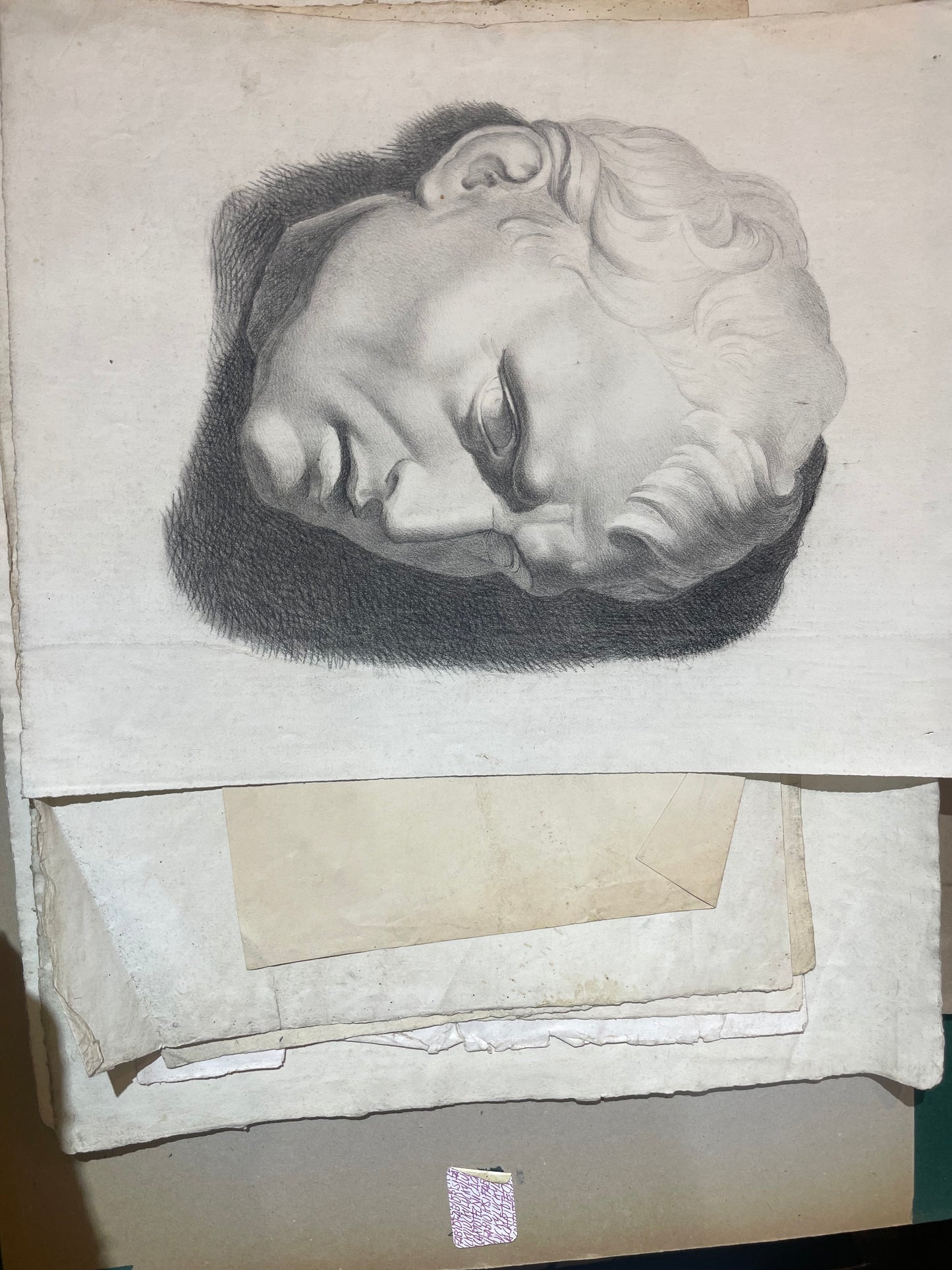 Academic Study of the Roman Bust, Tuscan School, 44 × 34 cm