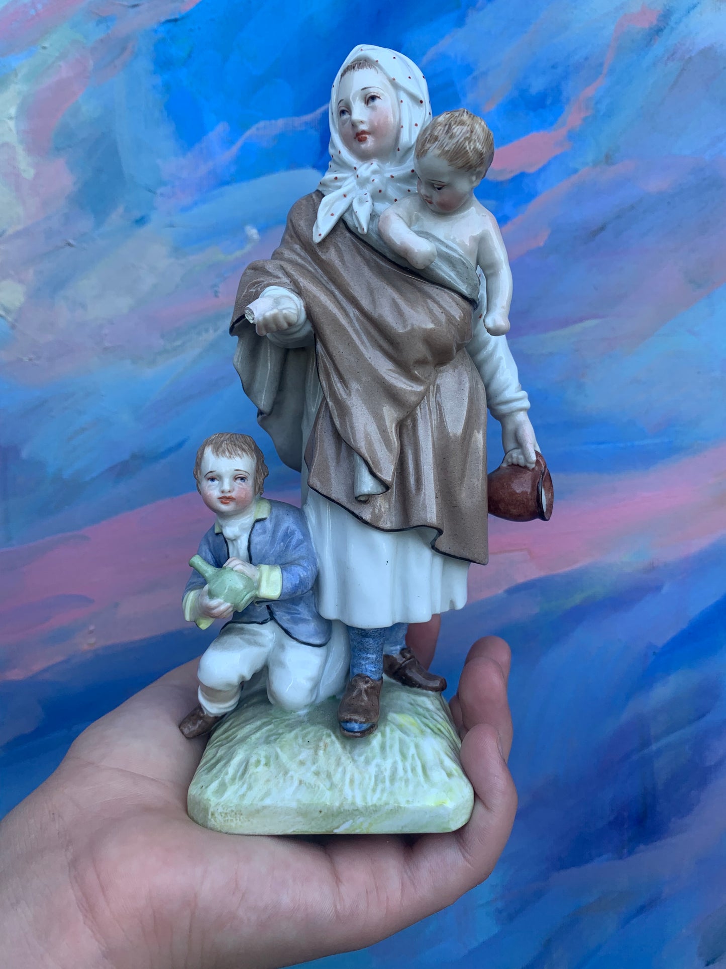 KPM Berlin Porcelain Figurine: "Beggar Woman with Children"