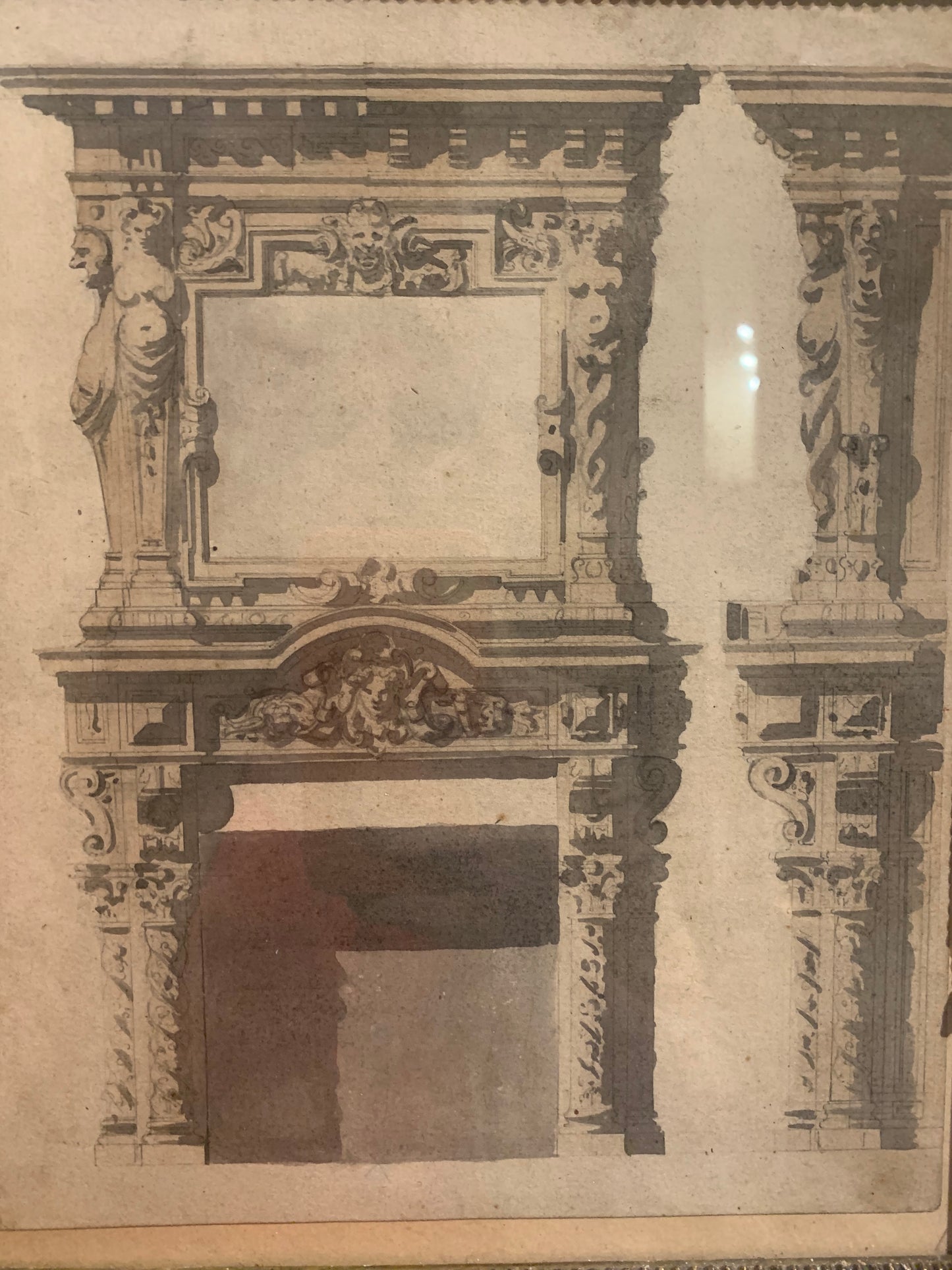 Architectural sketch, project for a fireplace. second half of the 19th century.