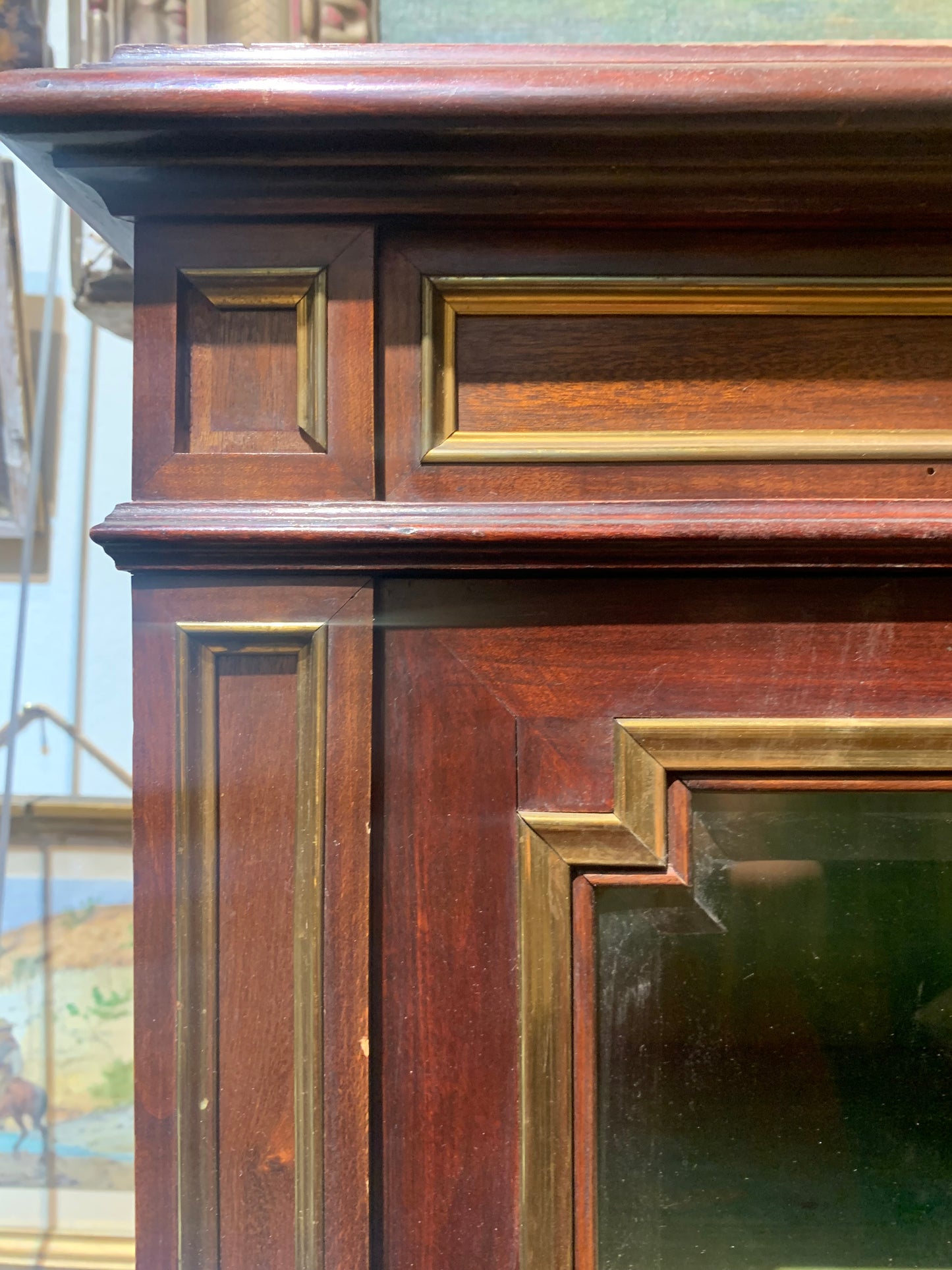 Mahogany Display Cabinet with Neoclassical Bronze Elements: Late 19th Century