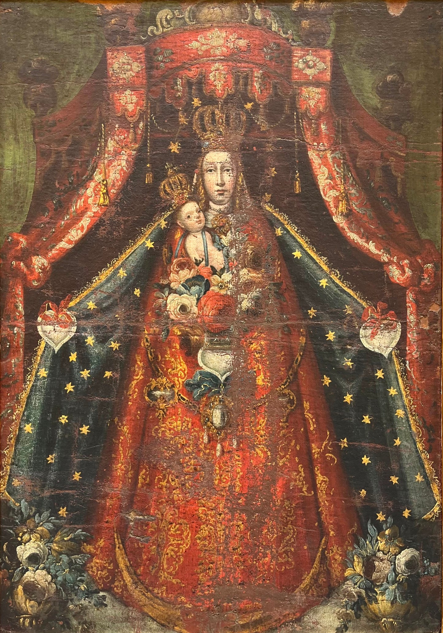 Madonna dell’Apocalisse con ex voto a cuore. Vicereame del Perù, arte coloniale, XVIII secolo