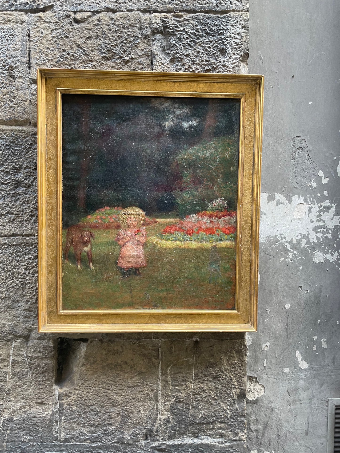 Ernest Rouart (1874–1942), Girl with a dog 60x50 cm, French Impressionist in the Degas–Manet circle