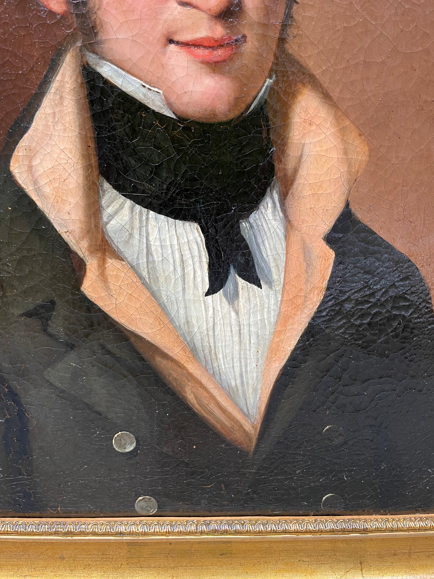 Male portrait, 1810–1820, dark-haired young man with high collar and black cravat