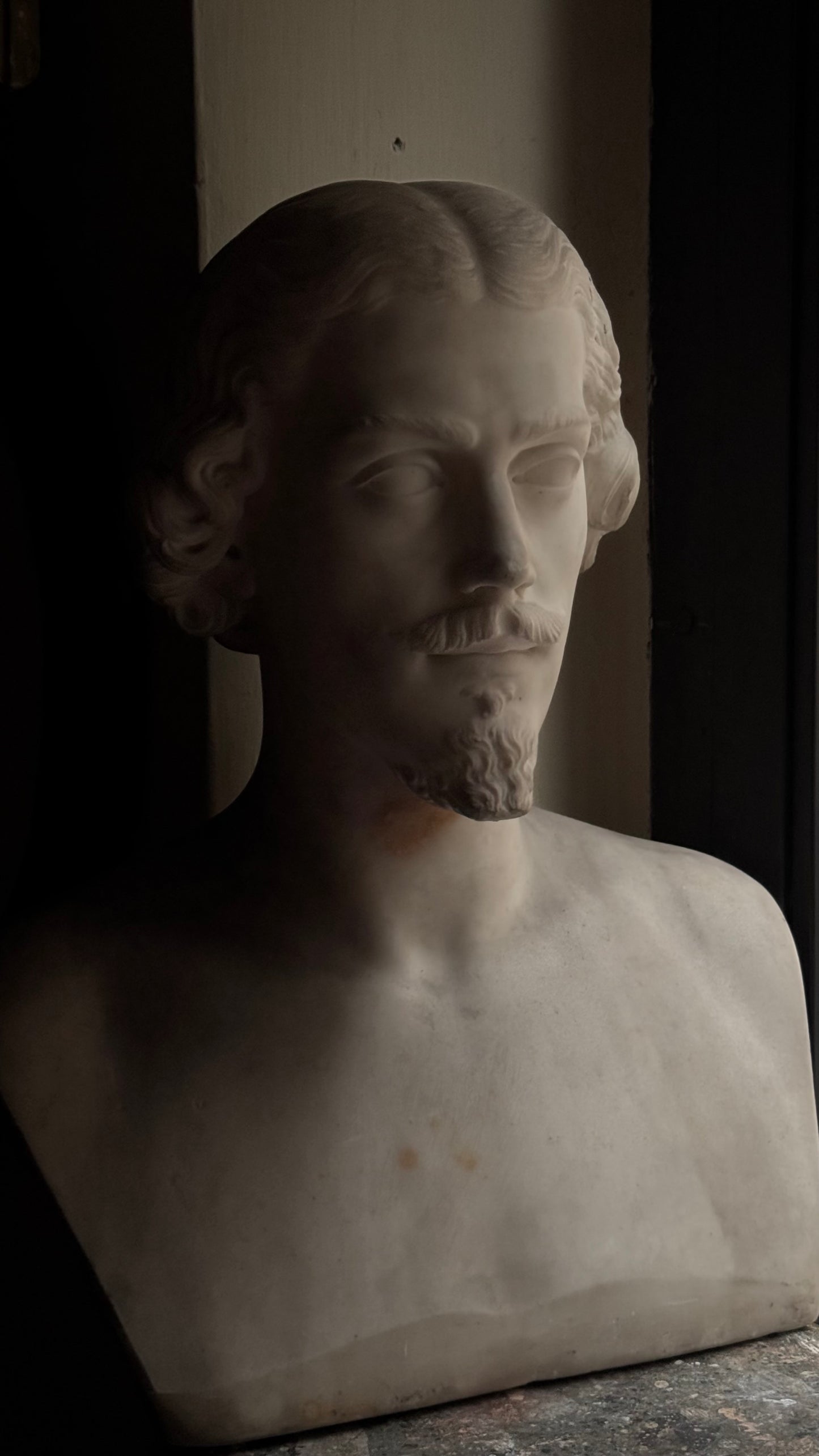 An Italian Carved White Marble Male Bust, 19th Century