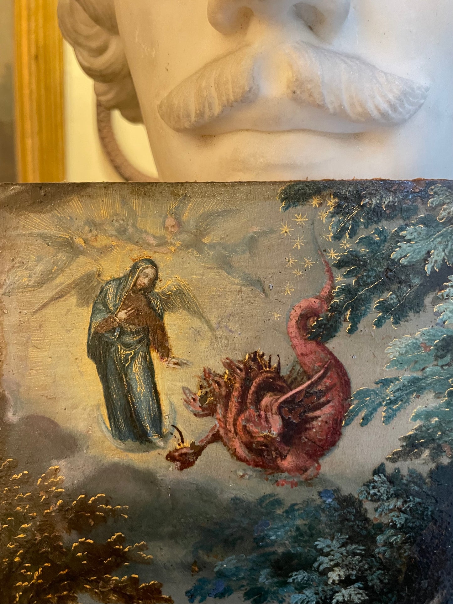 Saint John the Evangelist on Patmos. Apocalyptic Vision with the Virgin and the Dragon, Flemish School, ca. 1620