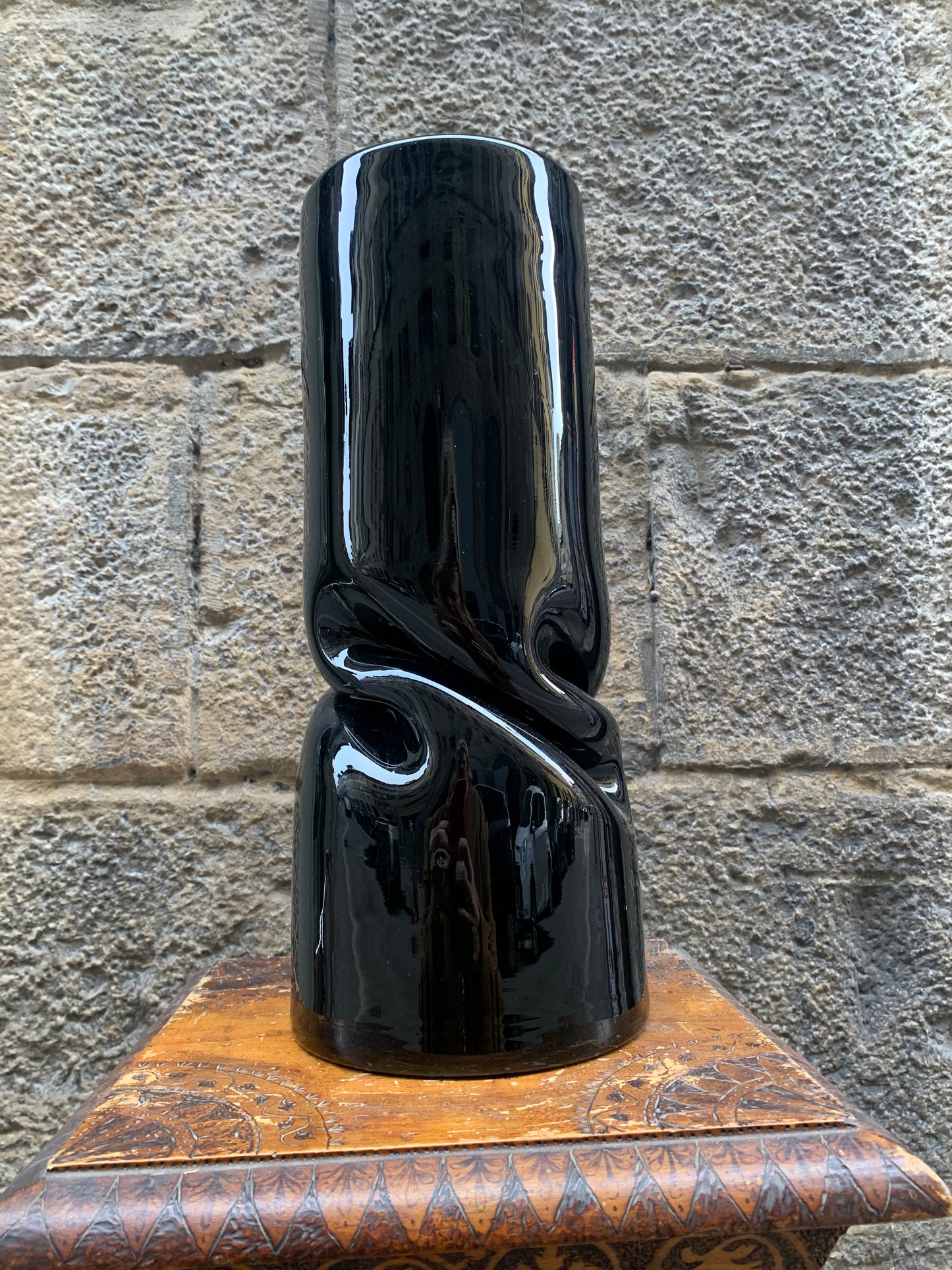 Murano back glass vase. Circa 1980. Venice