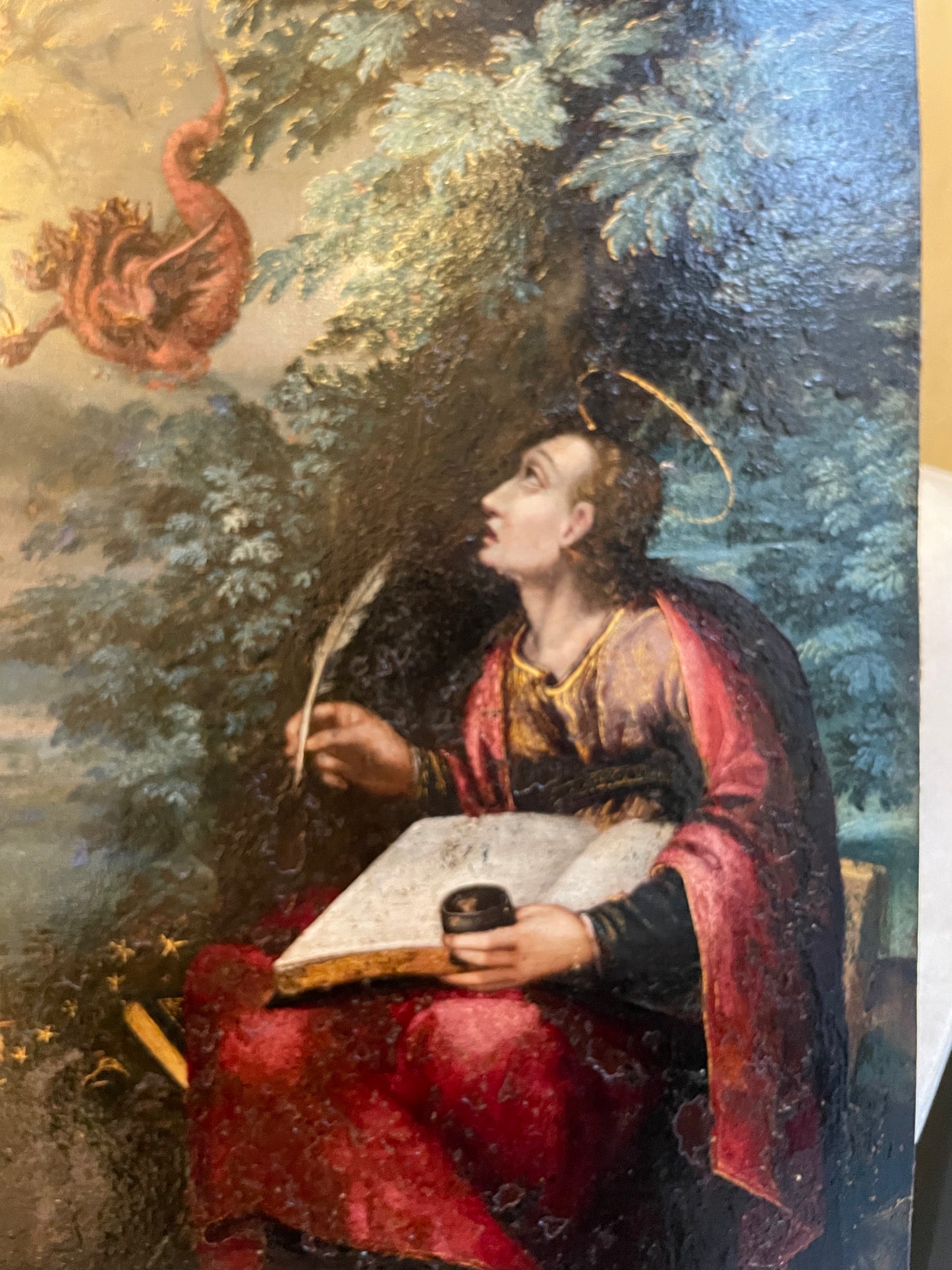 Saint John the Evangelist on Patmos. Apocalyptic Vision with the Virgin and the Dragon, Flemish School, ca. 1620