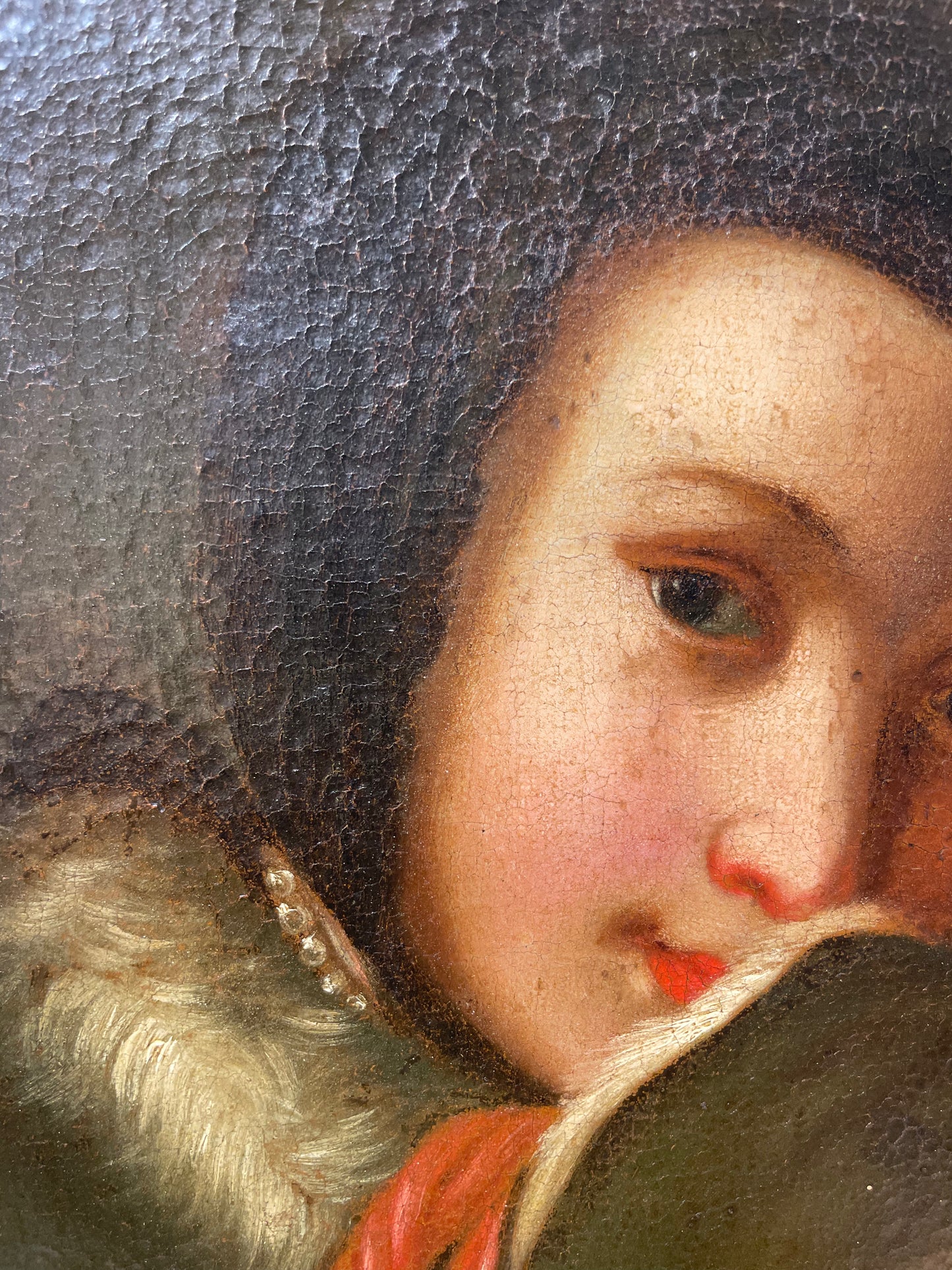 Portrait of a Young Woman in a Fur-Trimmed Cloak with a Red Ribbon. Entourage of Pietro Rotari (Verona, 1707 – Saint Petersburg, 1762)