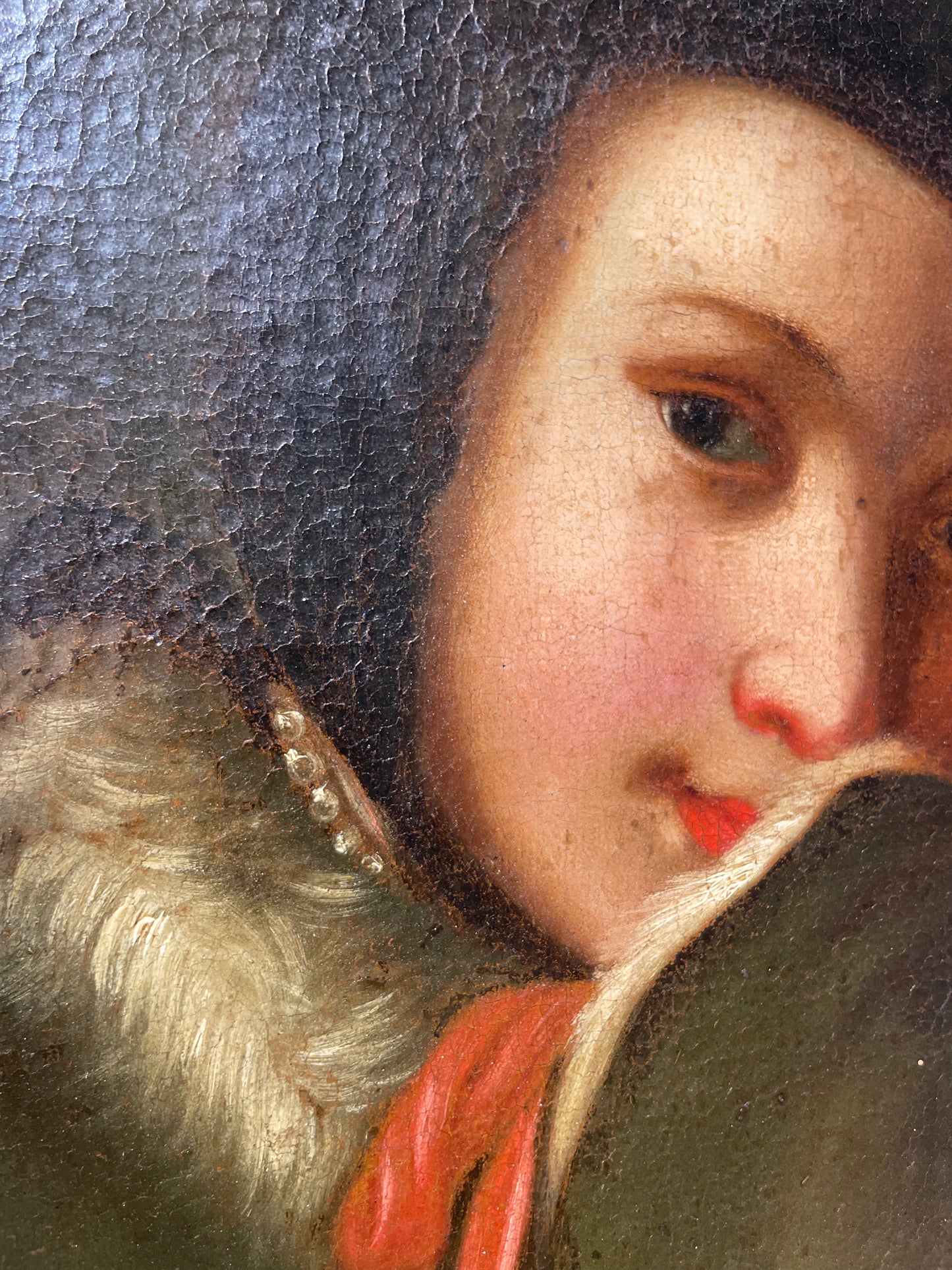 Portrait of a Young Woman in a Fur-Trimmed Cloak with a Red Ribbon. Entourage of Pietro Rotari (Verona, 1707 – Saint Petersburg, 1762)