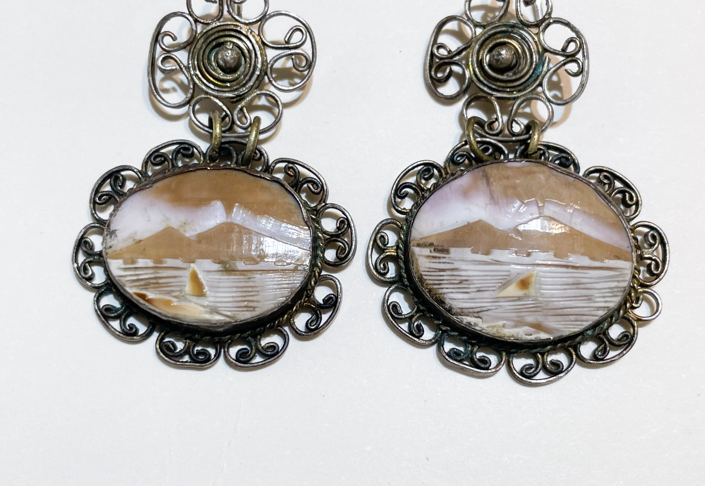 Vintage shell cameo earrings