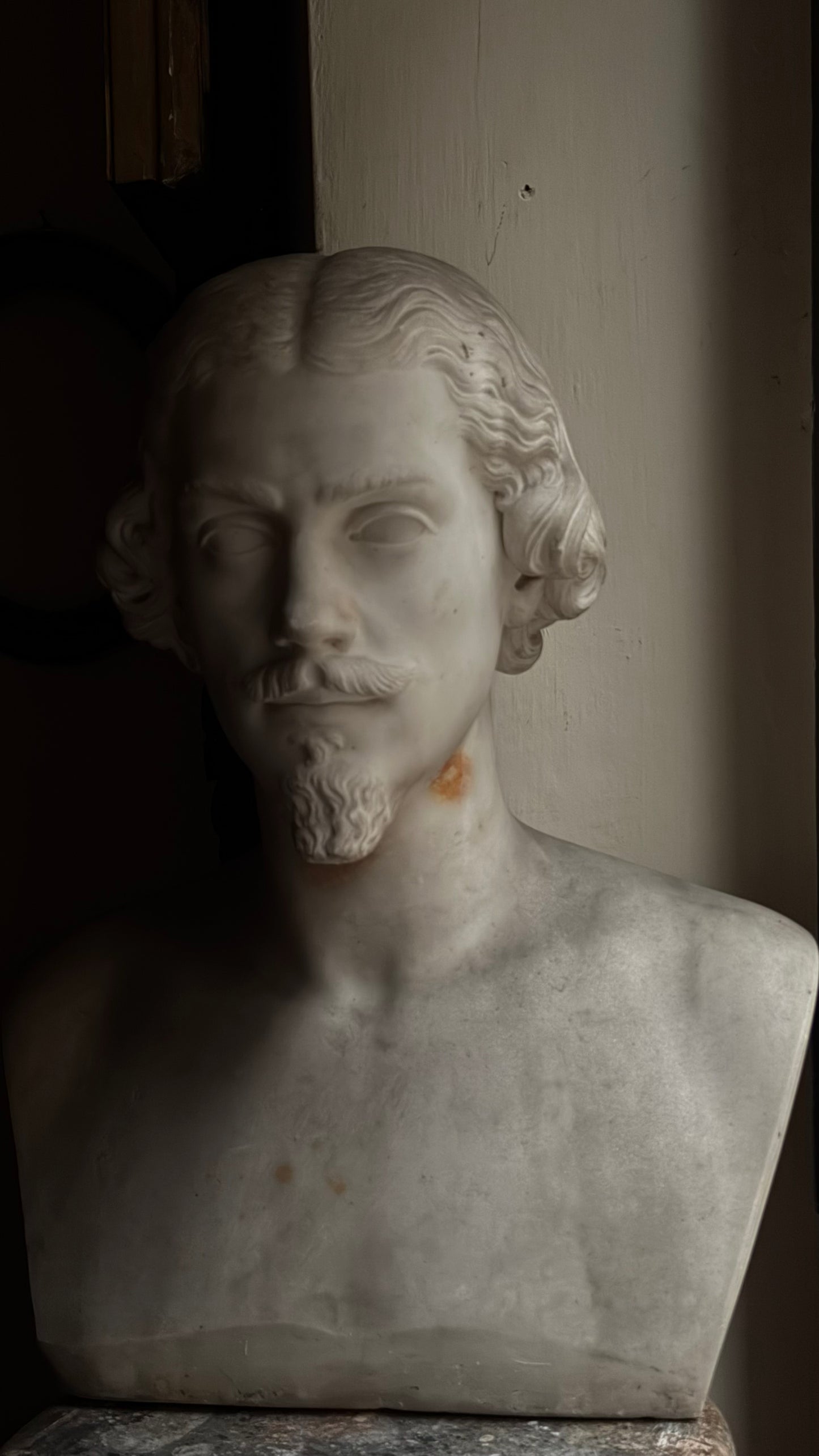 An Italian Carved White Marble Male Bust, 19th Century