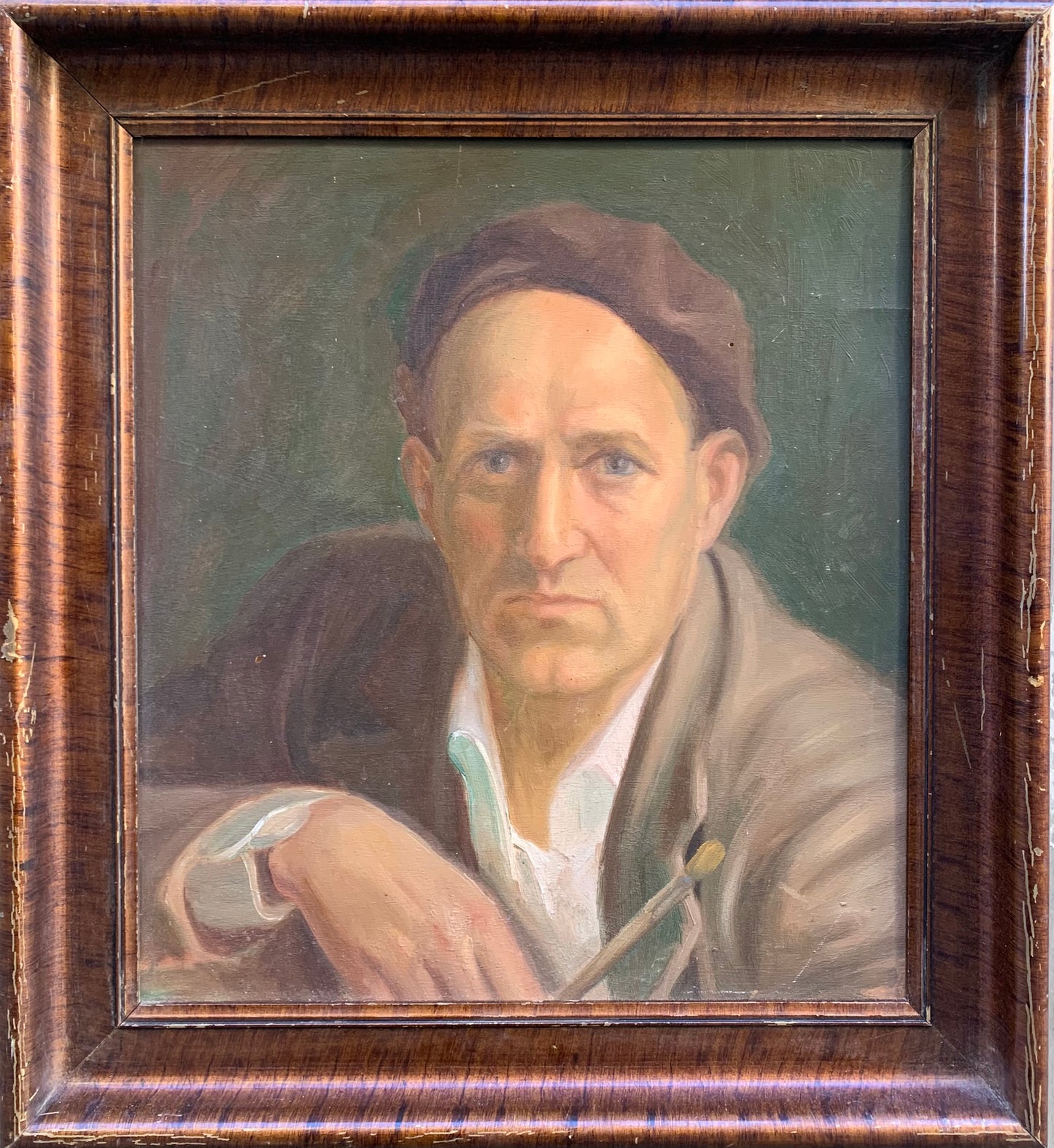 Self-portrait of the painter with beret and brush in hand, 1930s