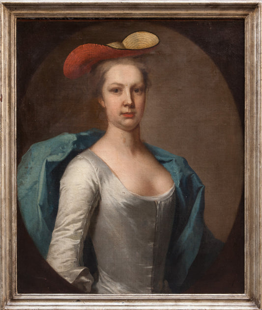 Portrait of Young English aristocrat with Straw Hat. English School circa 1720