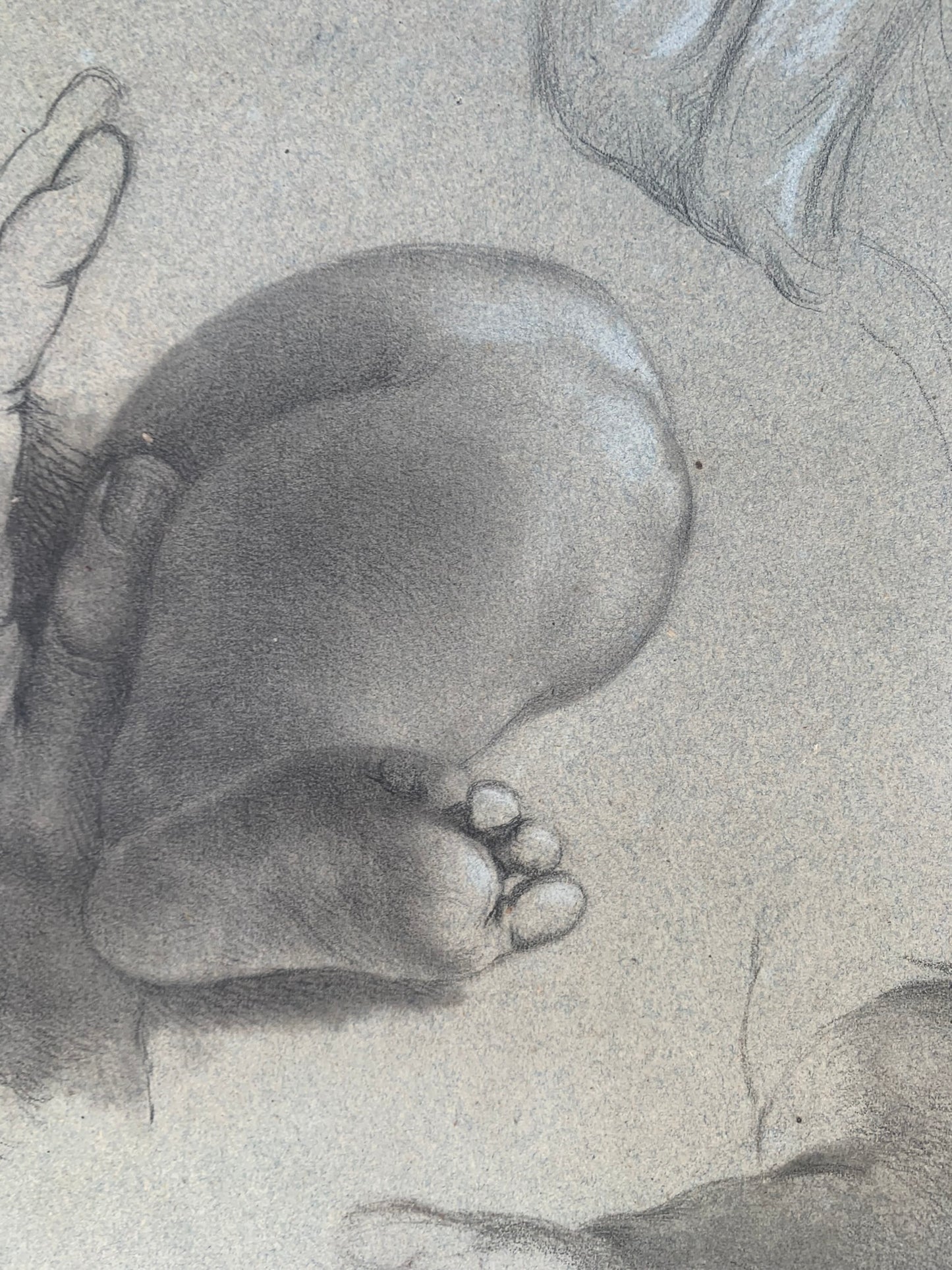 Academic study of hands and child's feet. Nineteenth century.