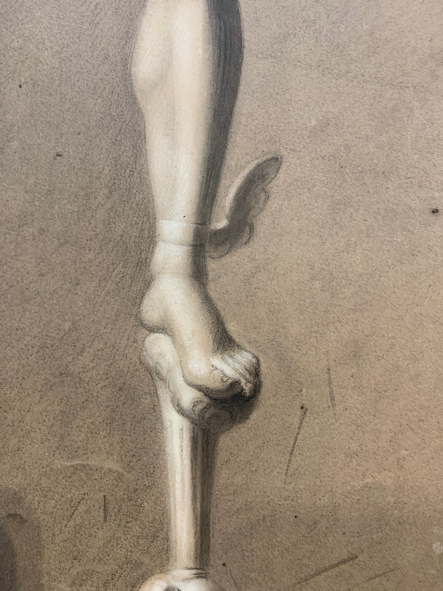 XIX century Academic Charcoal Study on Brown Paper: Giambologna’s Mercury.