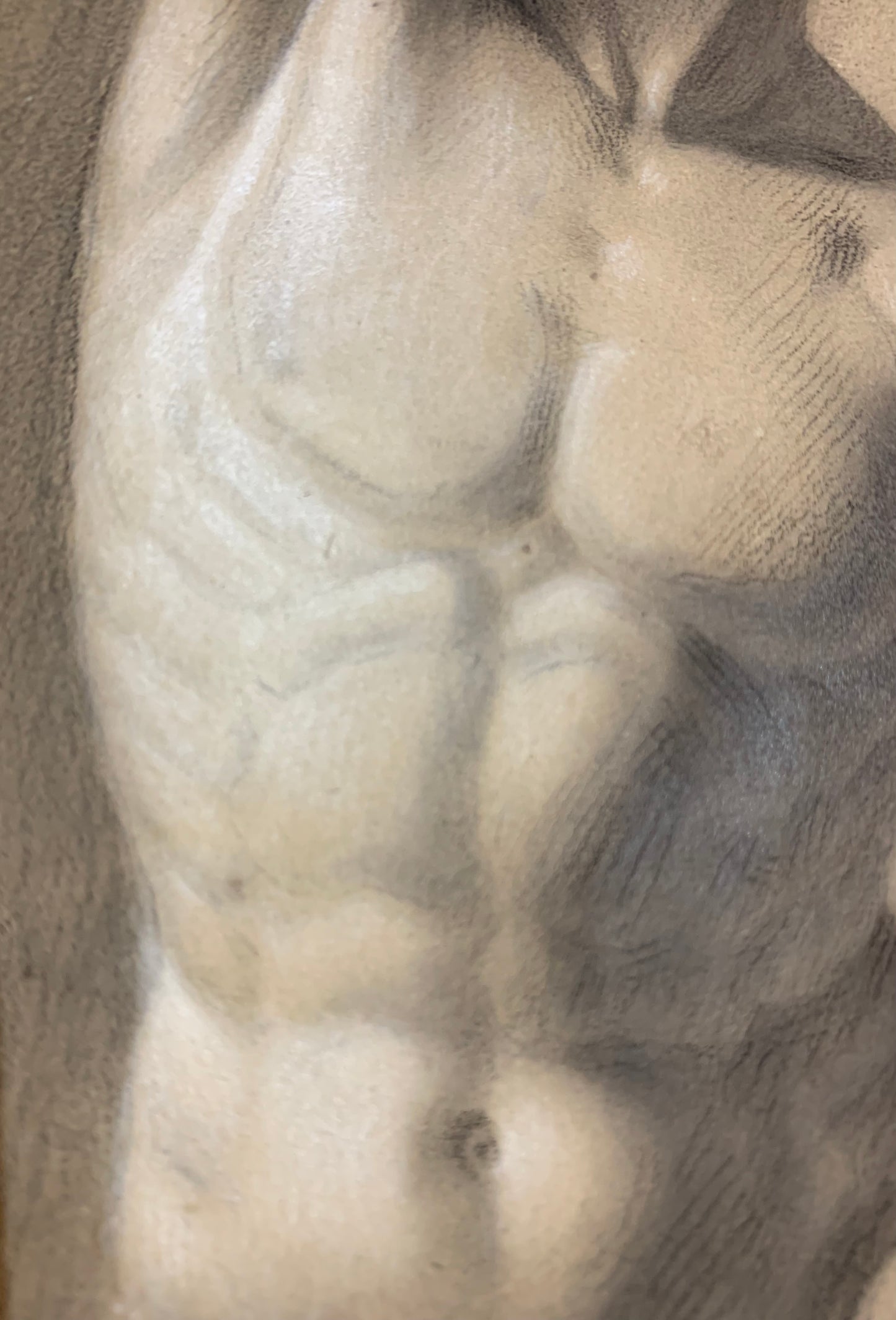 XIX century Academic Charcoal Study on Brown Paper: Giambologna’s Mercury.