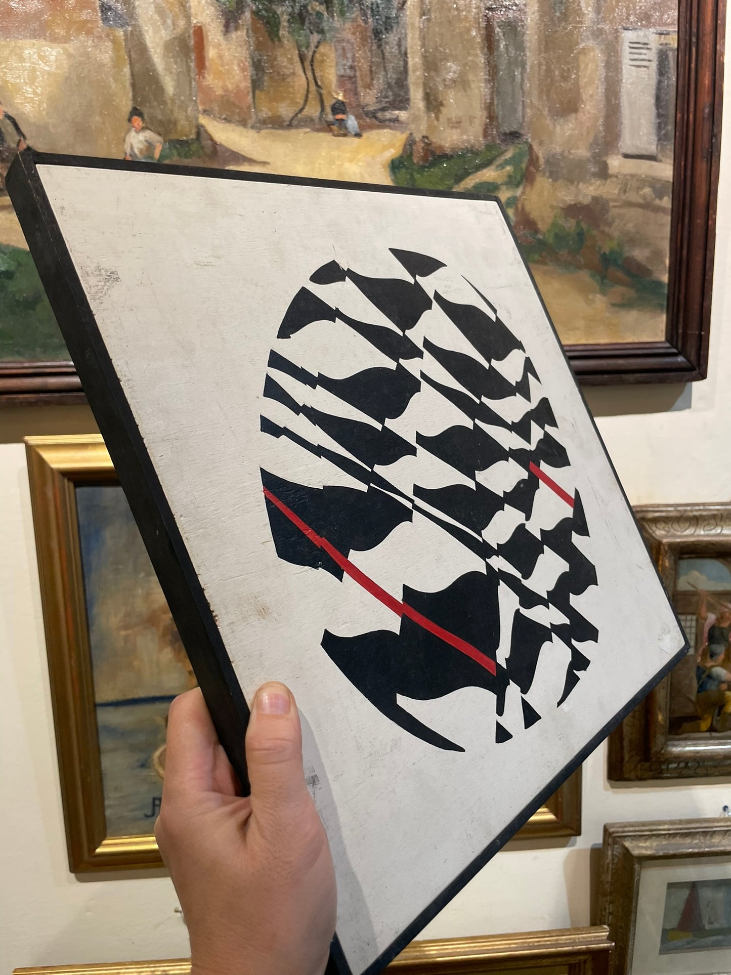 Oval Mural. Optical Abstraction by Enrico Sirello, 1977 – Italian Arte Programmata Movement