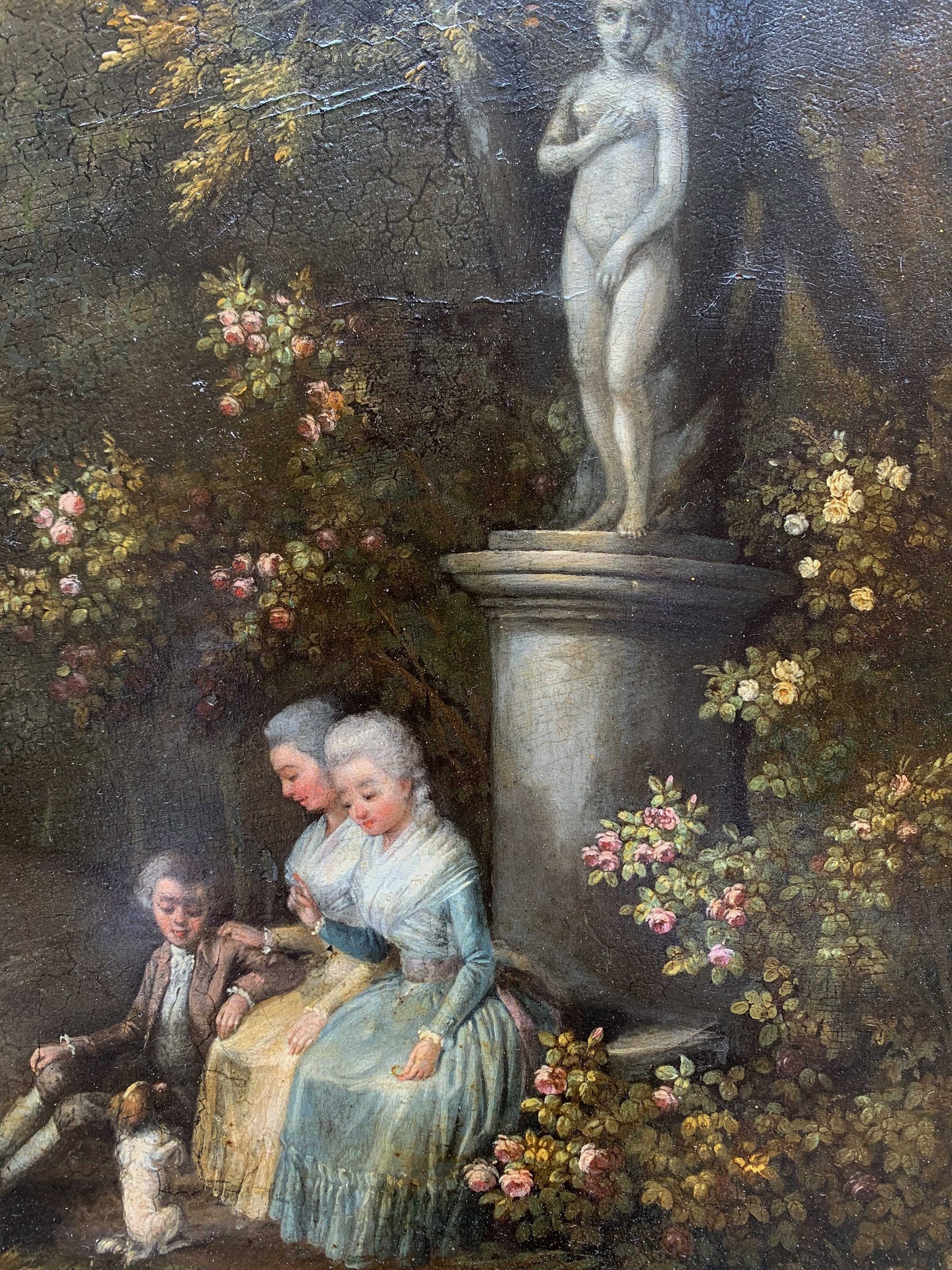 Gallant Conversation at the Foot of Venus. Oil on parqueted panel, circa 1830-1840.