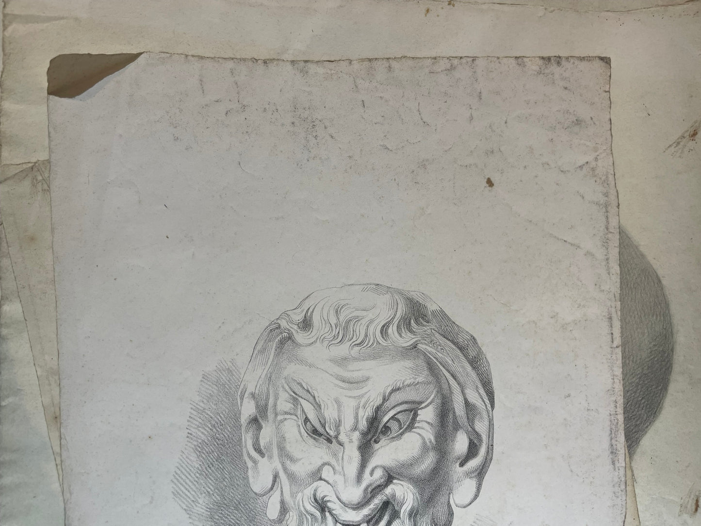 Satyr Mask, Academic Study after an Antique Model and Michelangelo’s Lost Work, 49 × 32.5 cm
