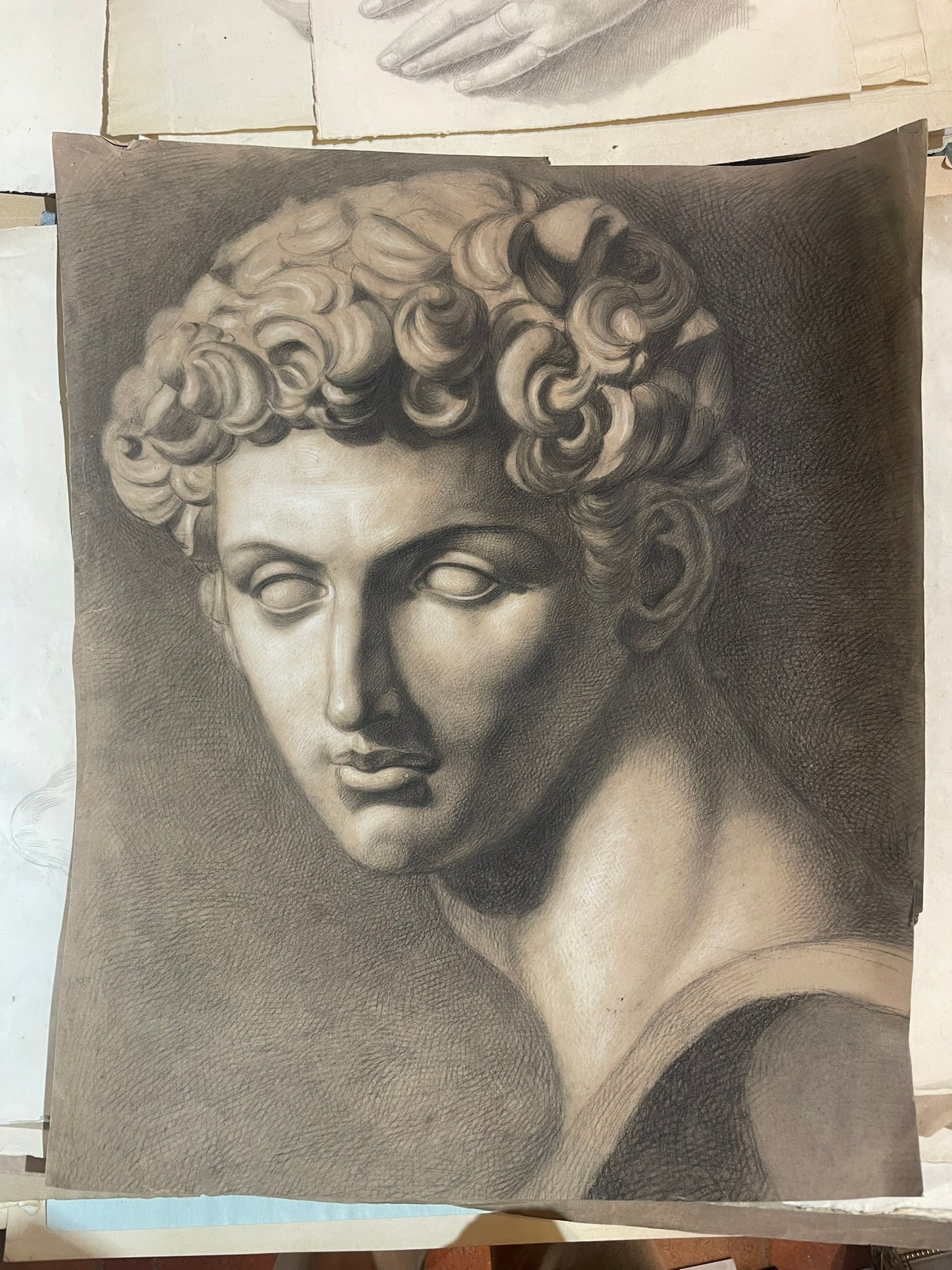 Academic Study after Michelangelo’s David, Tuscan School, 51 × 43 cm
