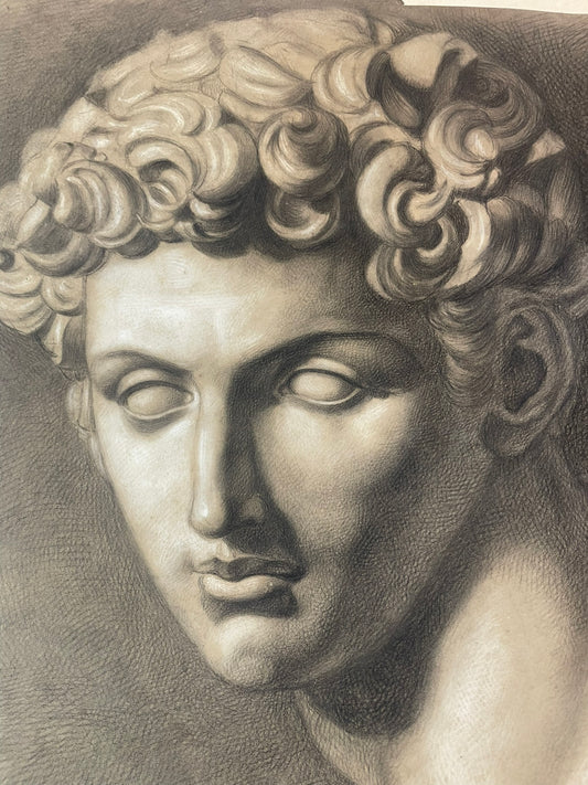 Academic Study after Michelangelo’s David, Tuscan School, 51 × 43 cm