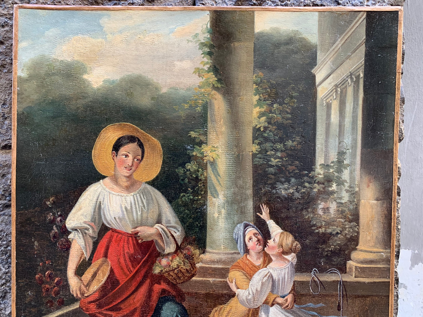 Peasant Girl And Little Lady With Toys. Europe, Romantic Era, Mid-19th Century