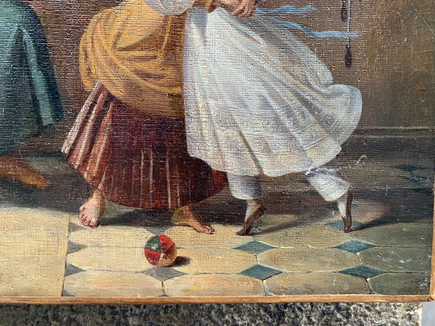 Peasant Girl And Little Lady With Toys. Europe, Romantic Era, Mid-19th Century