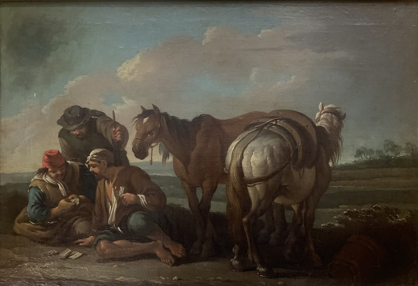 Paolo Monaldi. 2 paintings. "A stopover in the countryside" and "A game of cards". Circa 1740