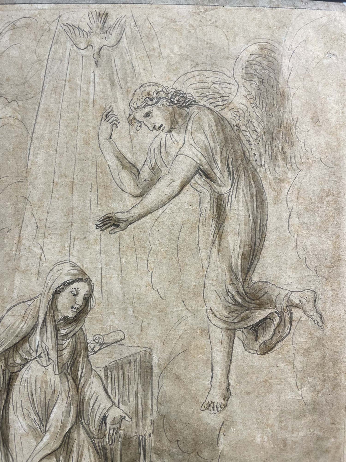 Luigi Ademollo, Annunciazione, inchiostro e grafite su carta, firmato, 1843