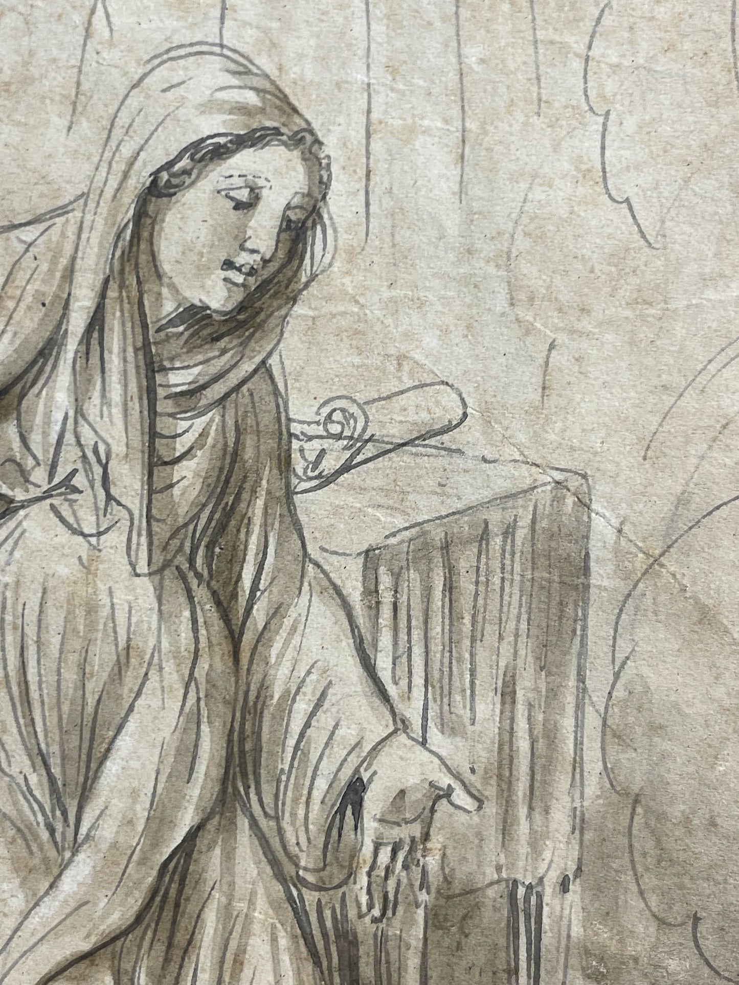 Luigi Ademollo, Annunciazione, inchiostro e grafite su carta, firmato, 1843