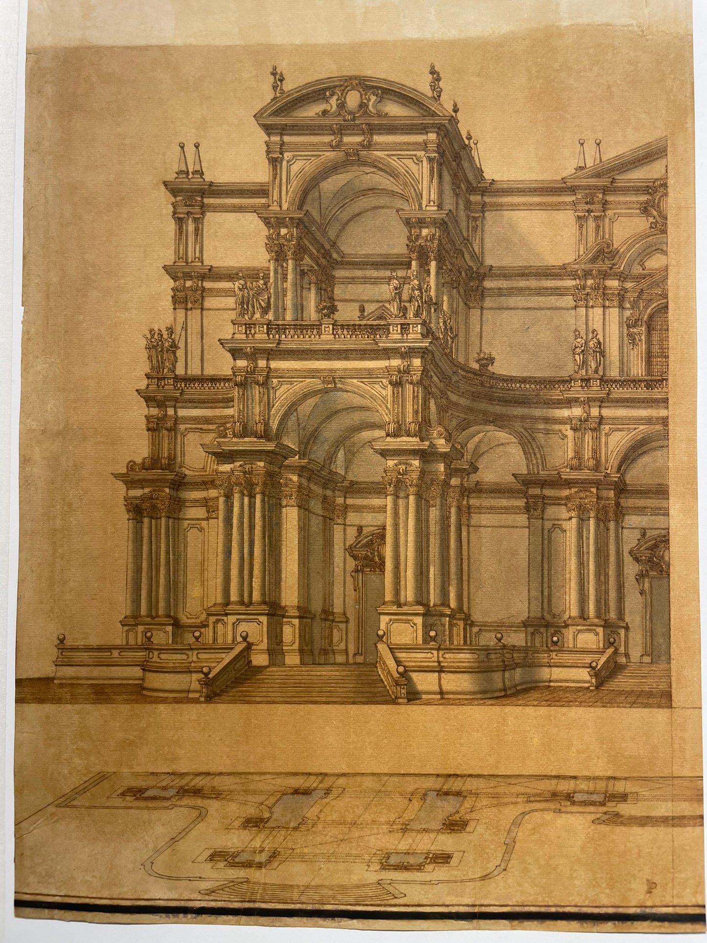 Progetto architettonico scenografico monumentale, ambito dei Galli Bibiena, XVIII secolo