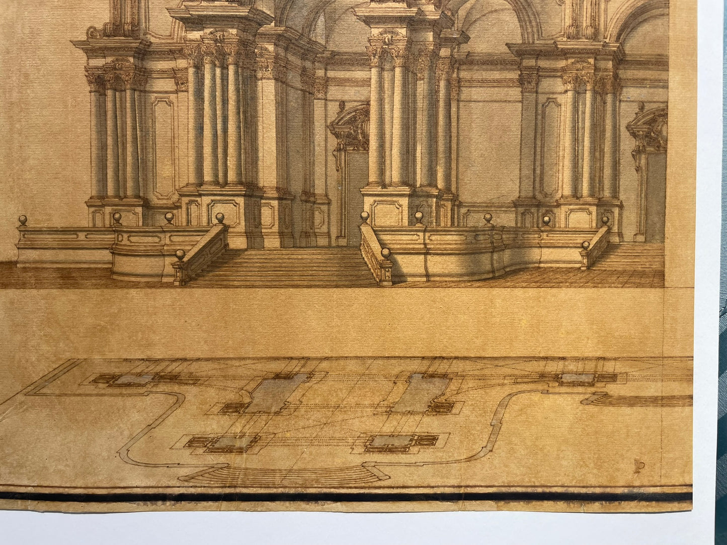 Progetto architettonico scenografico monumentale, ambito dei Galli Bibiena, XVIII secolo
