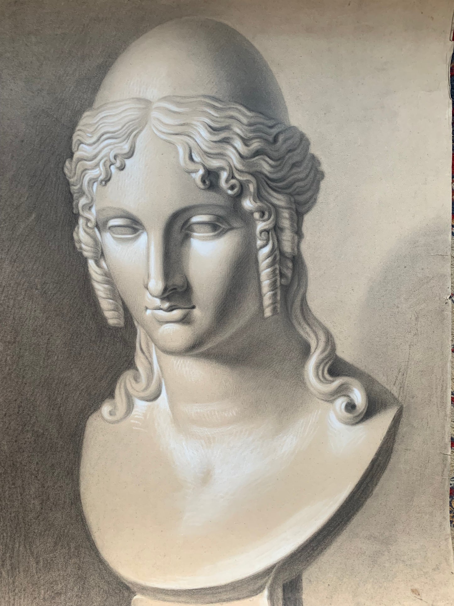 XIX century Academic Study of the Head of Helen of Troy by Canova. Cm 63 x cm 46