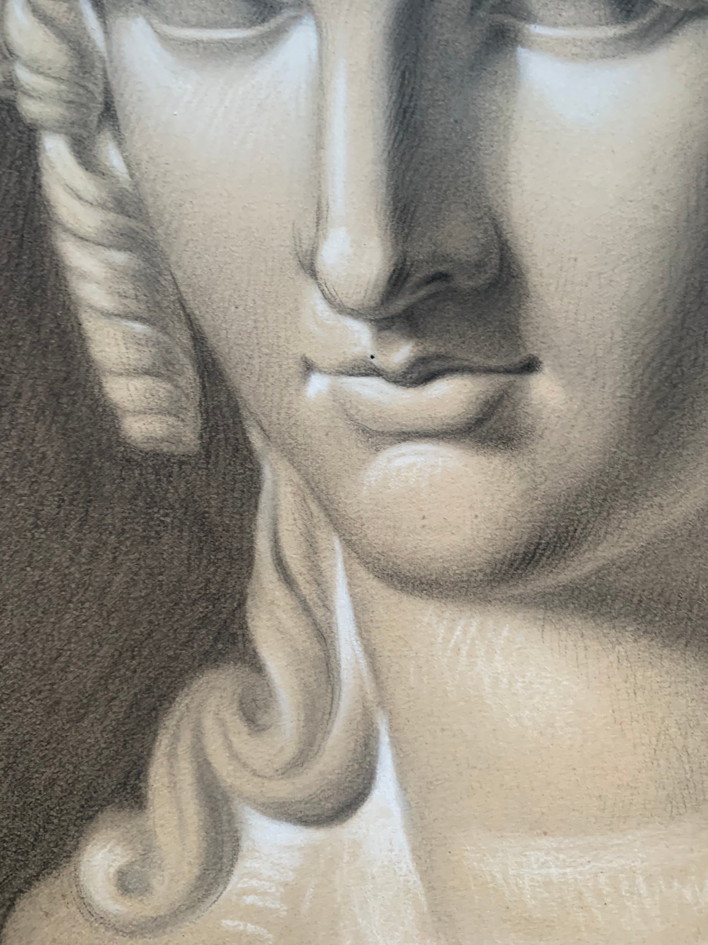 XIX century Academic Study of the Head of Helen of Troy by Canova. Cm 63 x cm 46