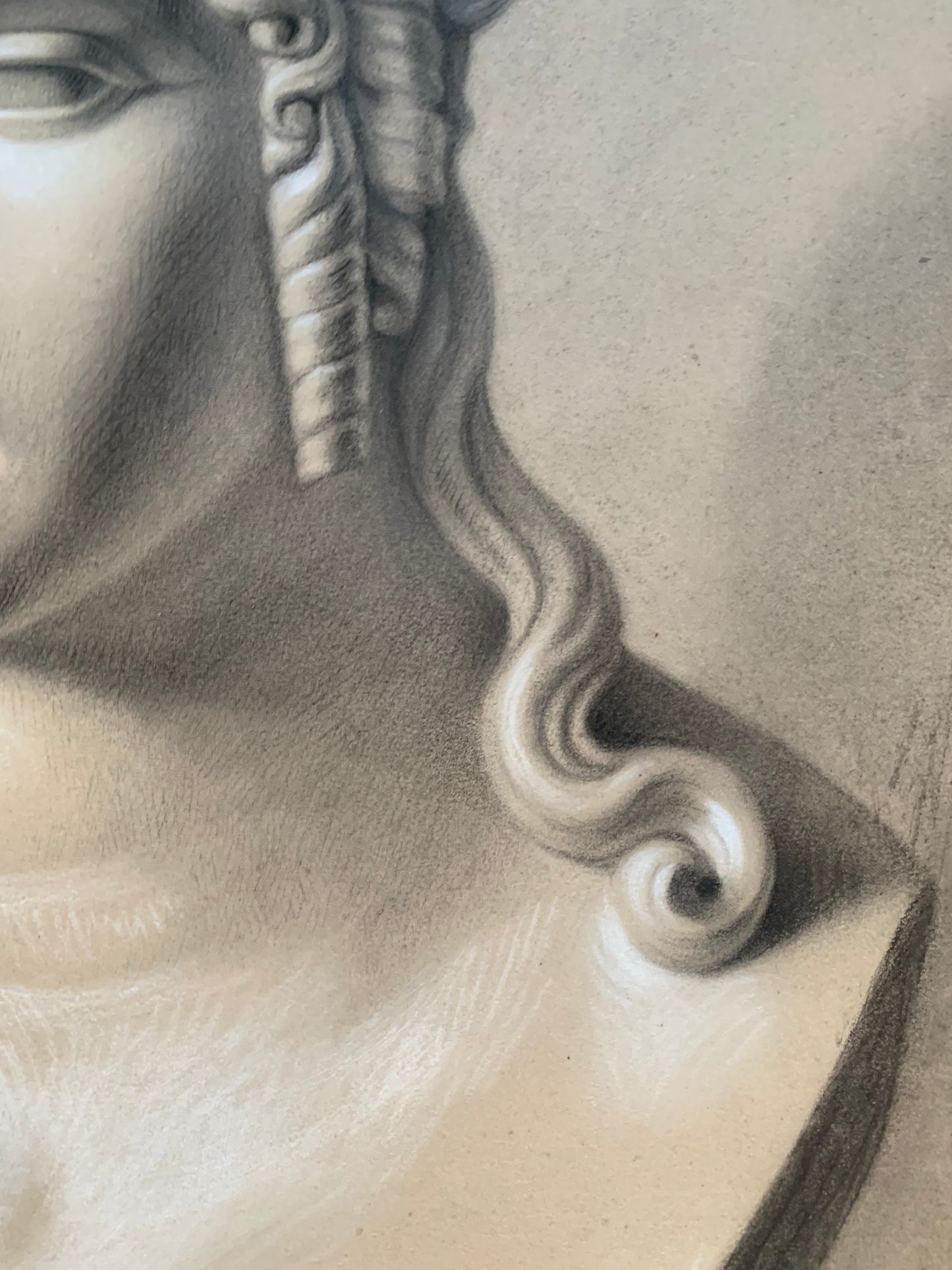 XIX century Academic Study of the Head of Helen of Troy by Canova. Cm 63 x cm 46