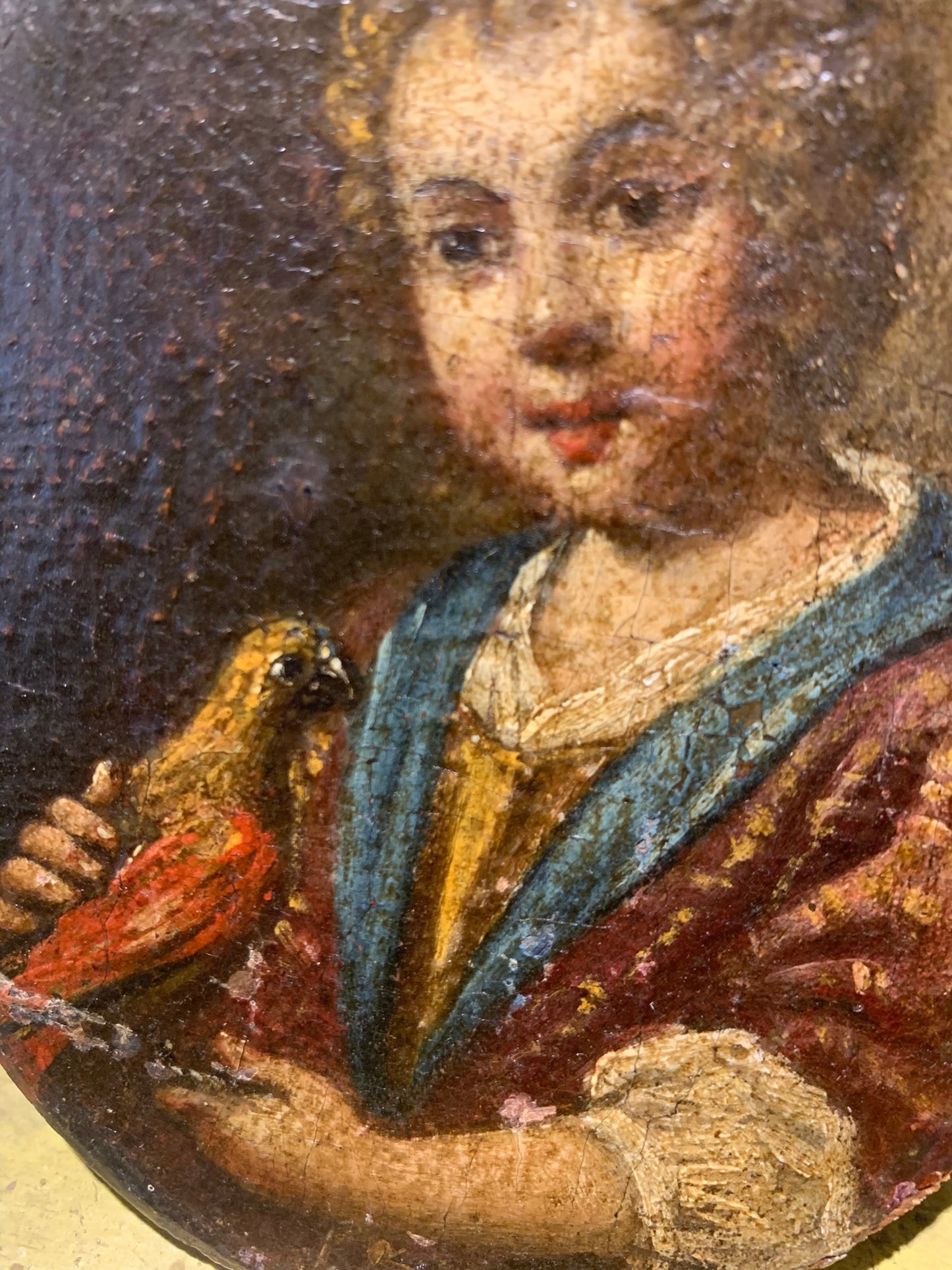 Portrait of a Child with a Bird.  Attributed to Antonio Amorosi (1660-1738)