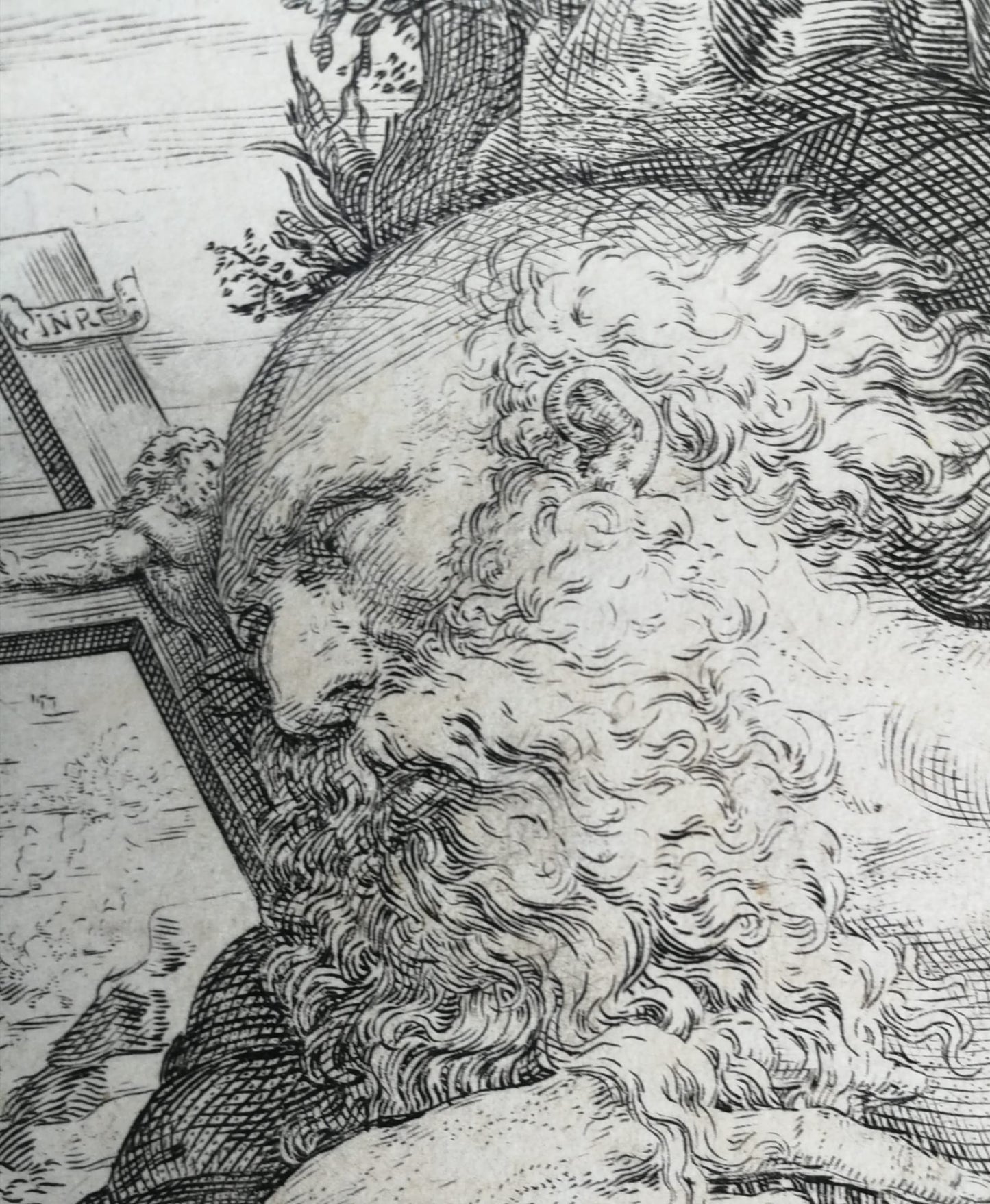 Saint Jerome Penitent with Skull and Crucifix – Engraving by Oliviero Gatti, 1602, Italian Old Master Print