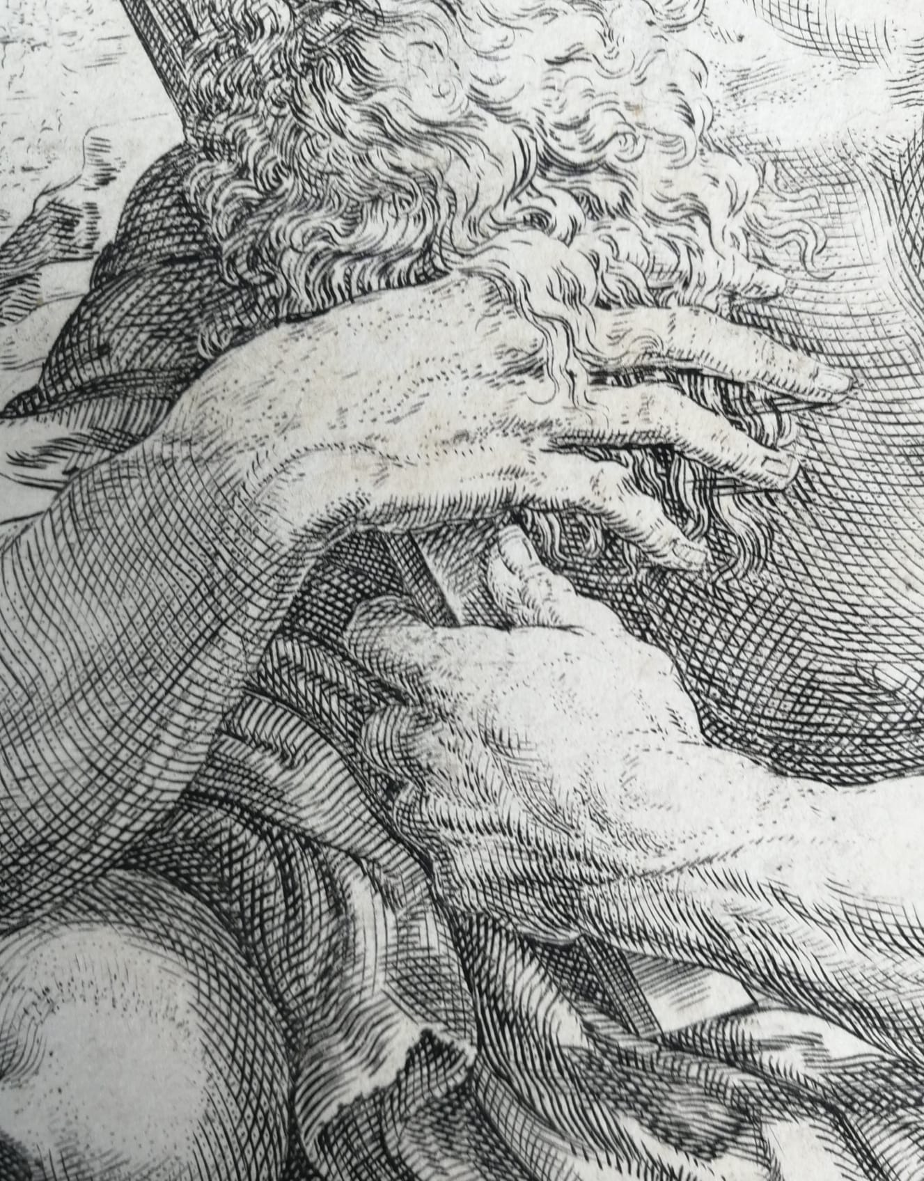 Saint Jerome Penitent with Skull and Crucifix – Engraving by Oliviero Gatti, 1602, Italian Old Master Print