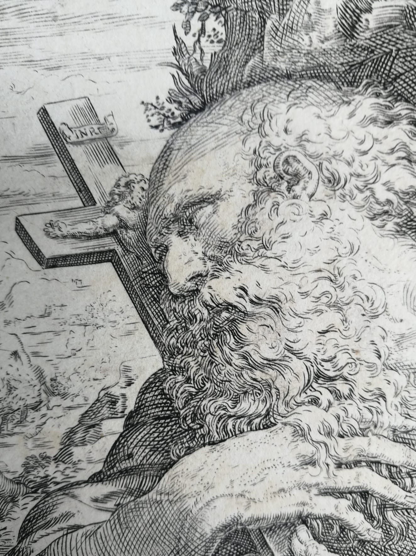 Saint Jerome Penitent with Skull and Crucifix – Engraving by Oliviero Gatti, 1602, Italian Old Master Print