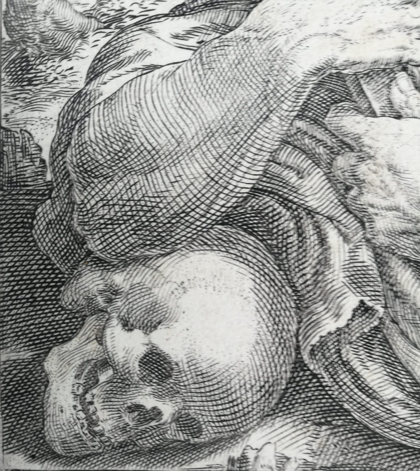 Saint Jerome Penitent with Skull and Crucifix – Engraving by Oliviero Gatti, 1602, Italian Old Master Print