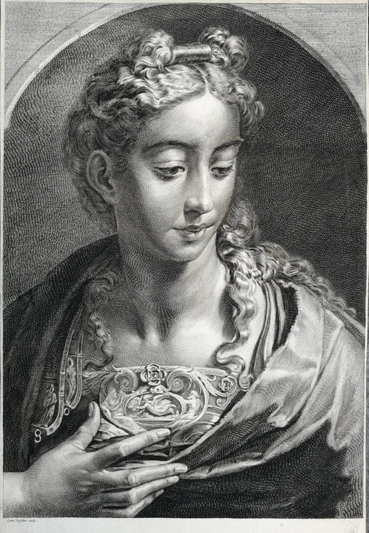 Minerva/athena After Parmigianino – Engraving By Cornelis Visscher, Cabinet Reynst, 17th–18th C