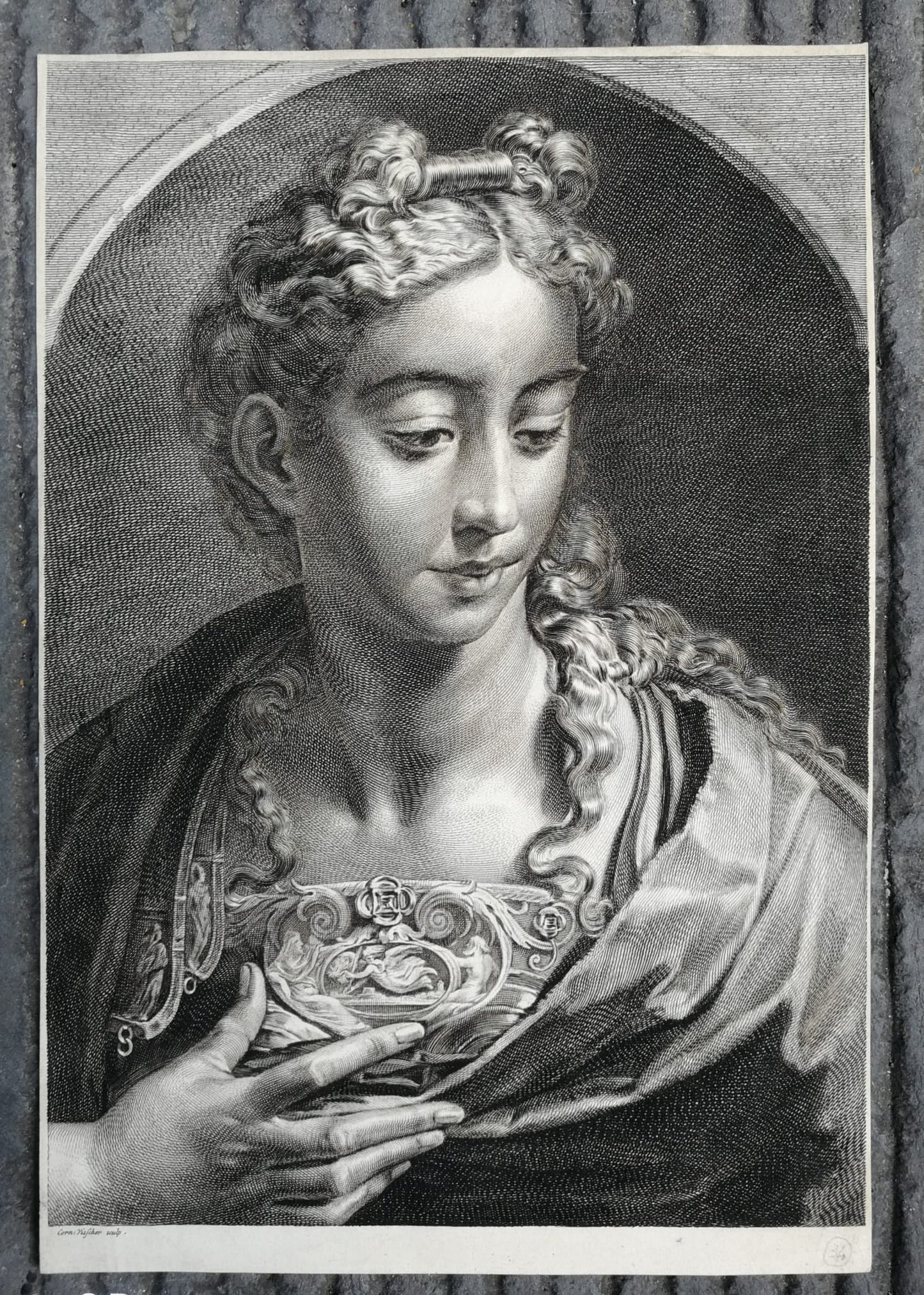 Minerva/athena After Parmigianino – Engraving By Cornelis Visscher, Cabinet Reynst, 17th–18th C