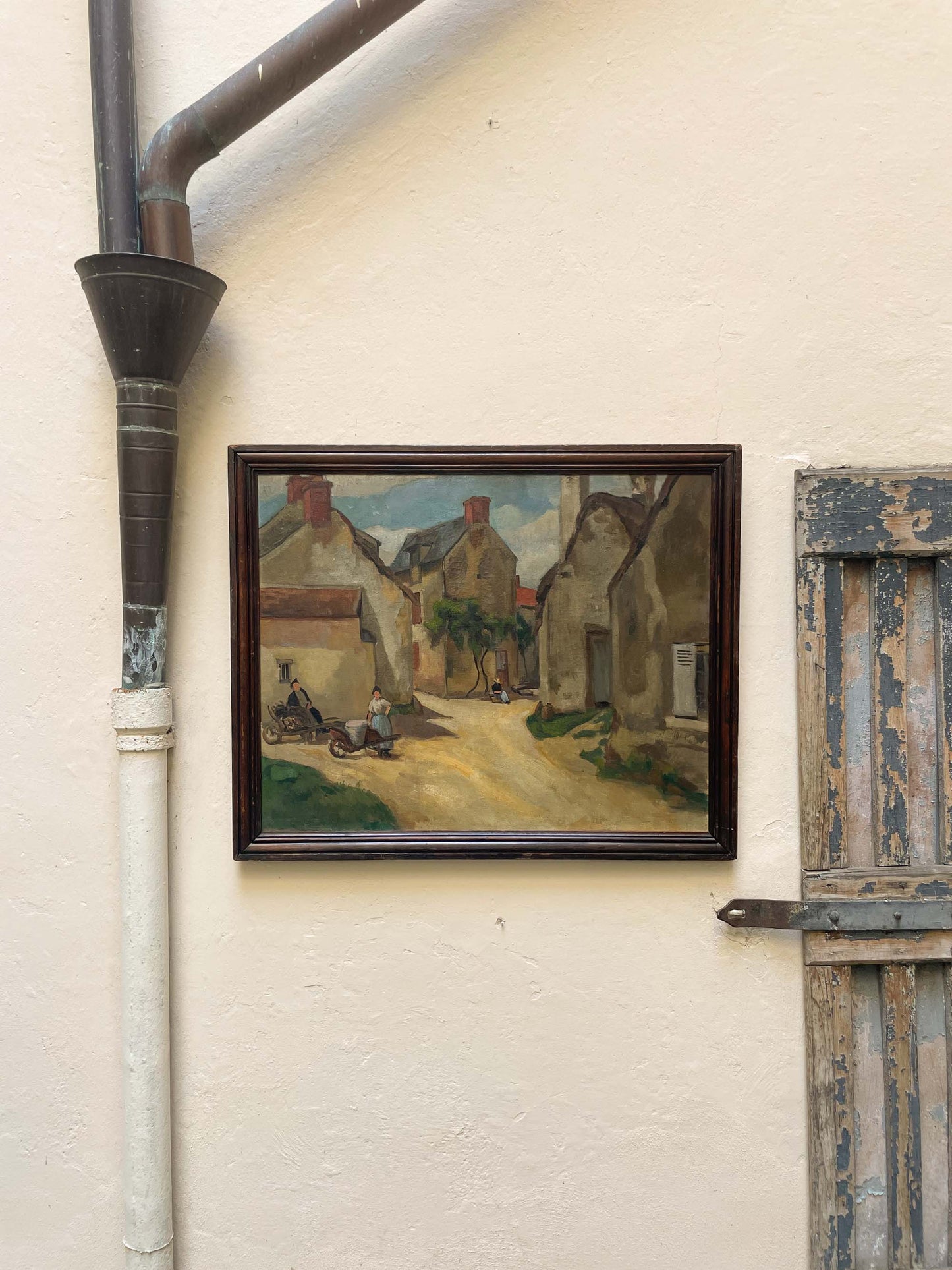 Village in Brittany. French late XIX century Post'Impressionist landscape.