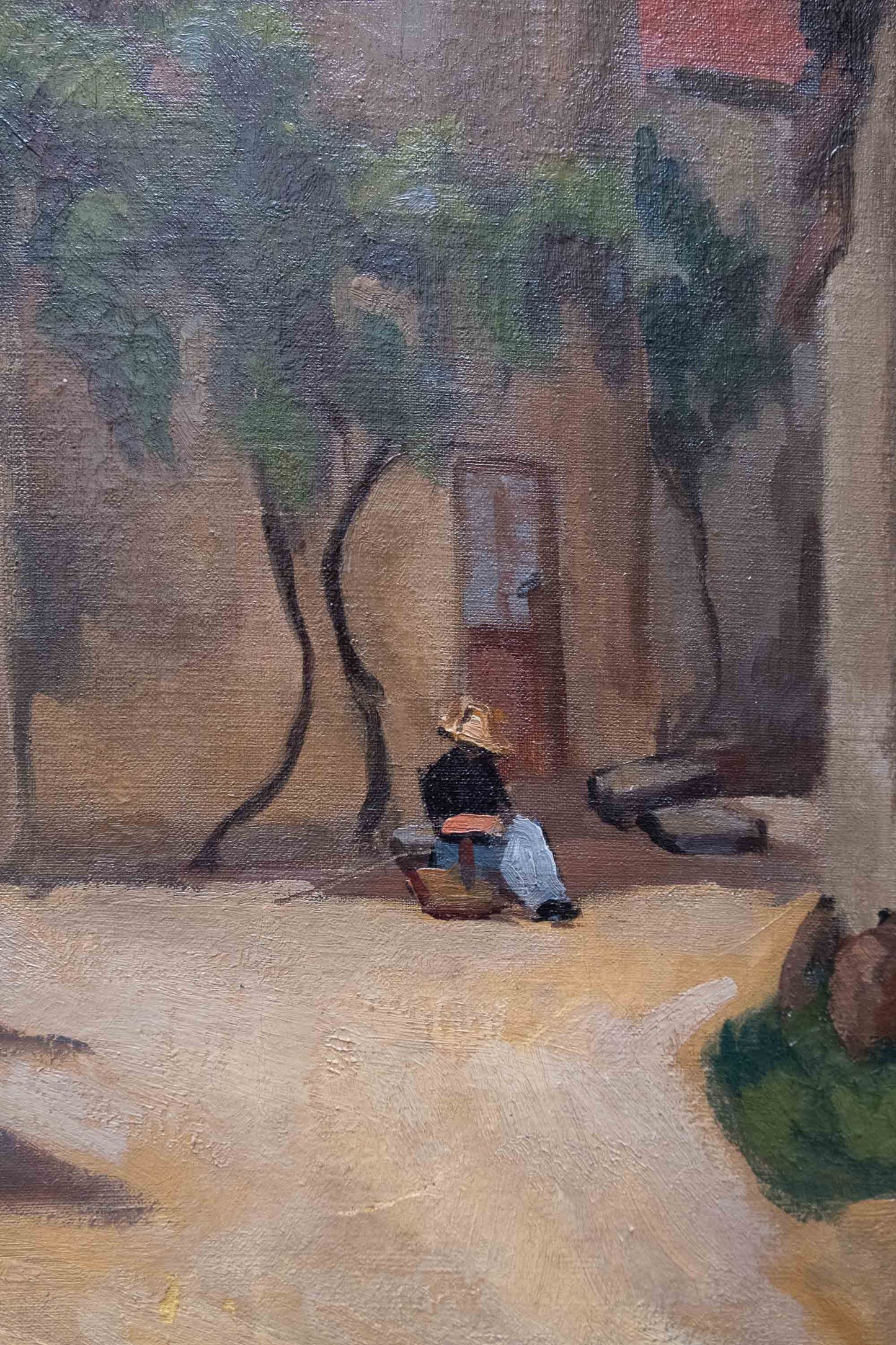 Village in Brittany. French late XIX century Post'Impressionist landscape.